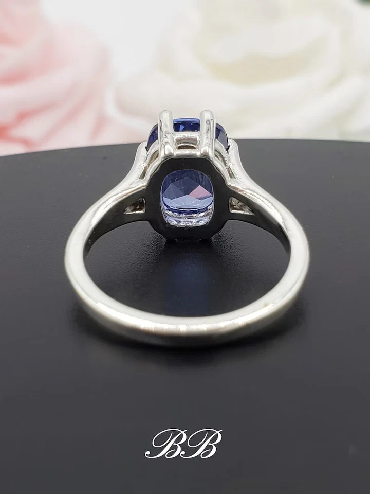 4.00Ct Cushion Cut Natural Tanzanite Gemstone wedding Ring Solid 14k White gold