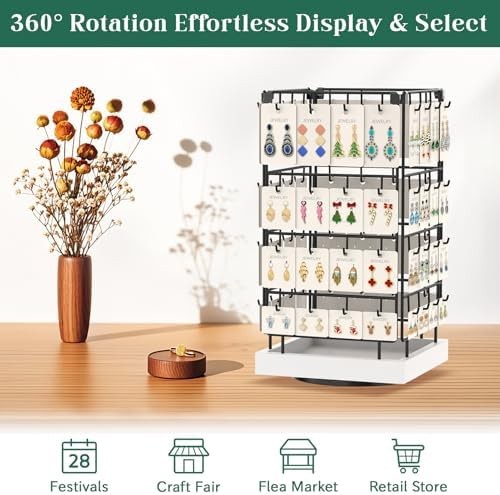 EsLuker.ly Rotating Earring Display Holder Stand for Vendors Events Selling, …