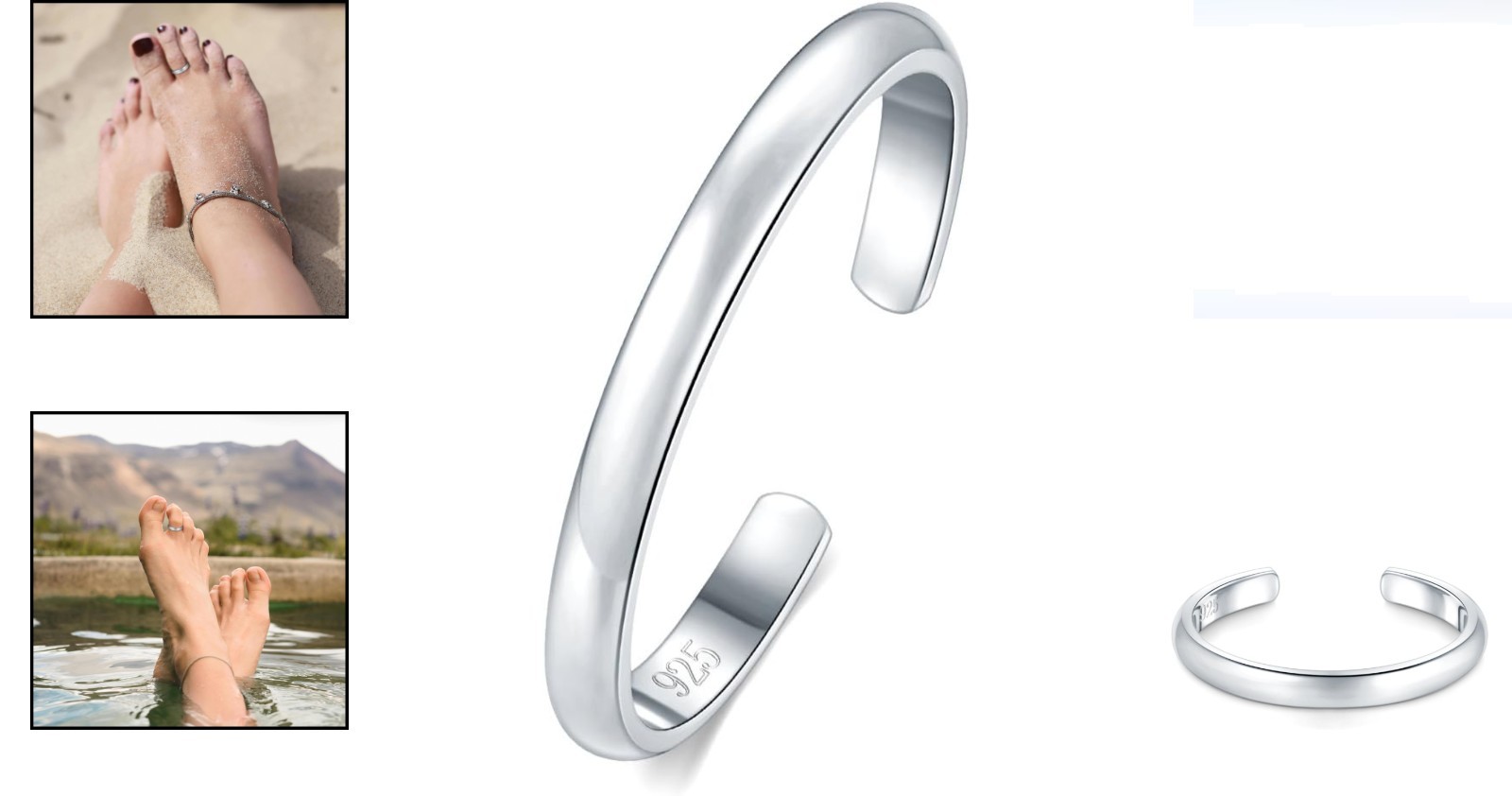Minimalist Waterproof Toe Rings – 925 Sterling Silver Band for Every Occasion