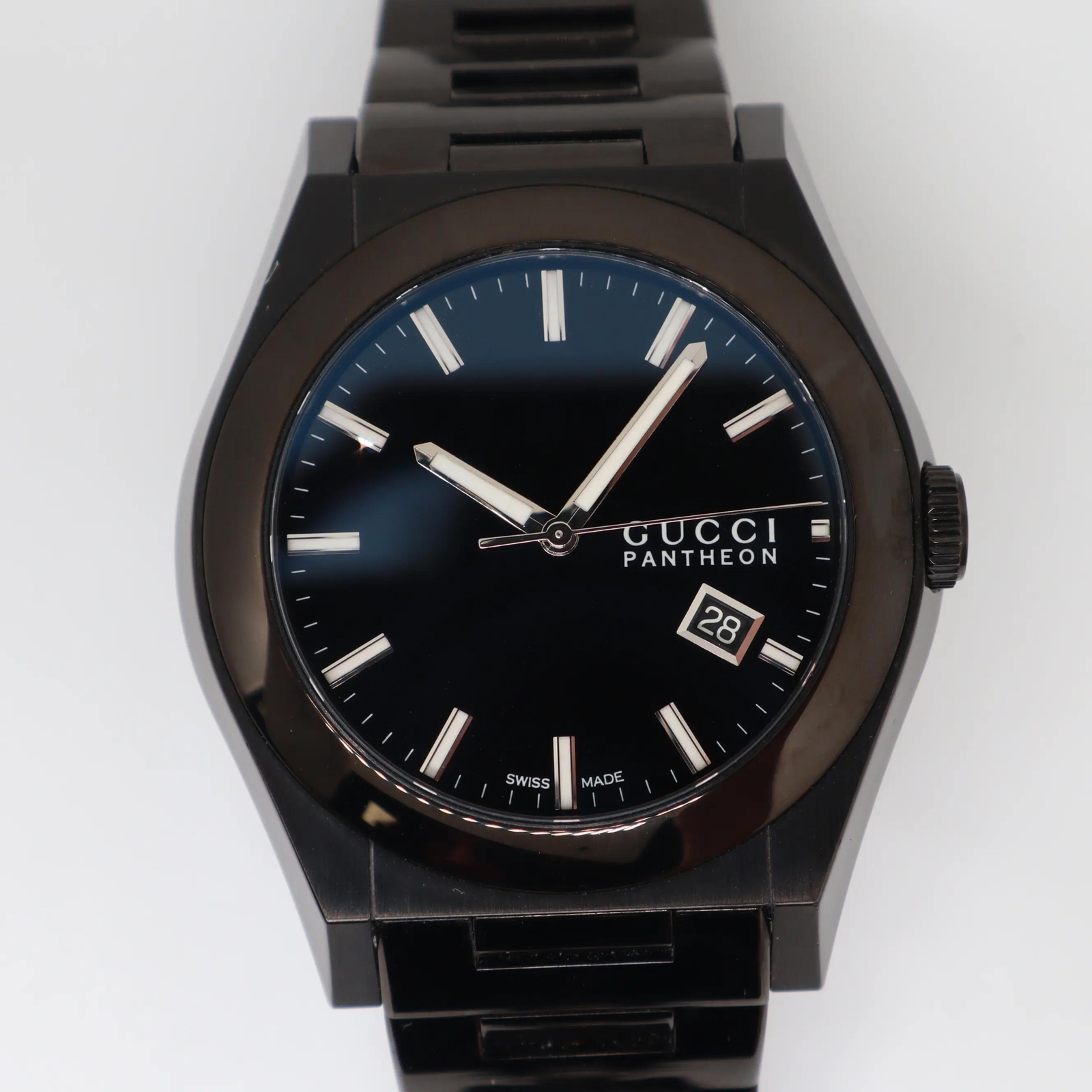 Gucci YA115244 Pantheon 115 Black Ion Plated Steel Quartz Mens Watch