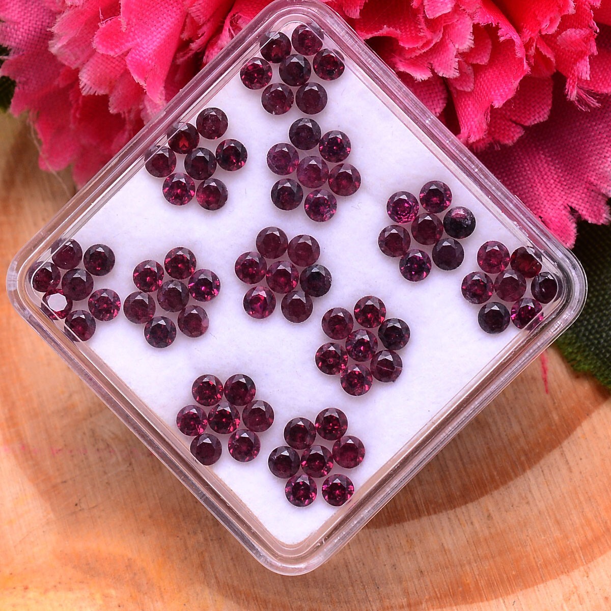 77 Pcs Natural Rhodolite Garnet Top Quality 2.70mm Round Cut Loose Gemstones Lot