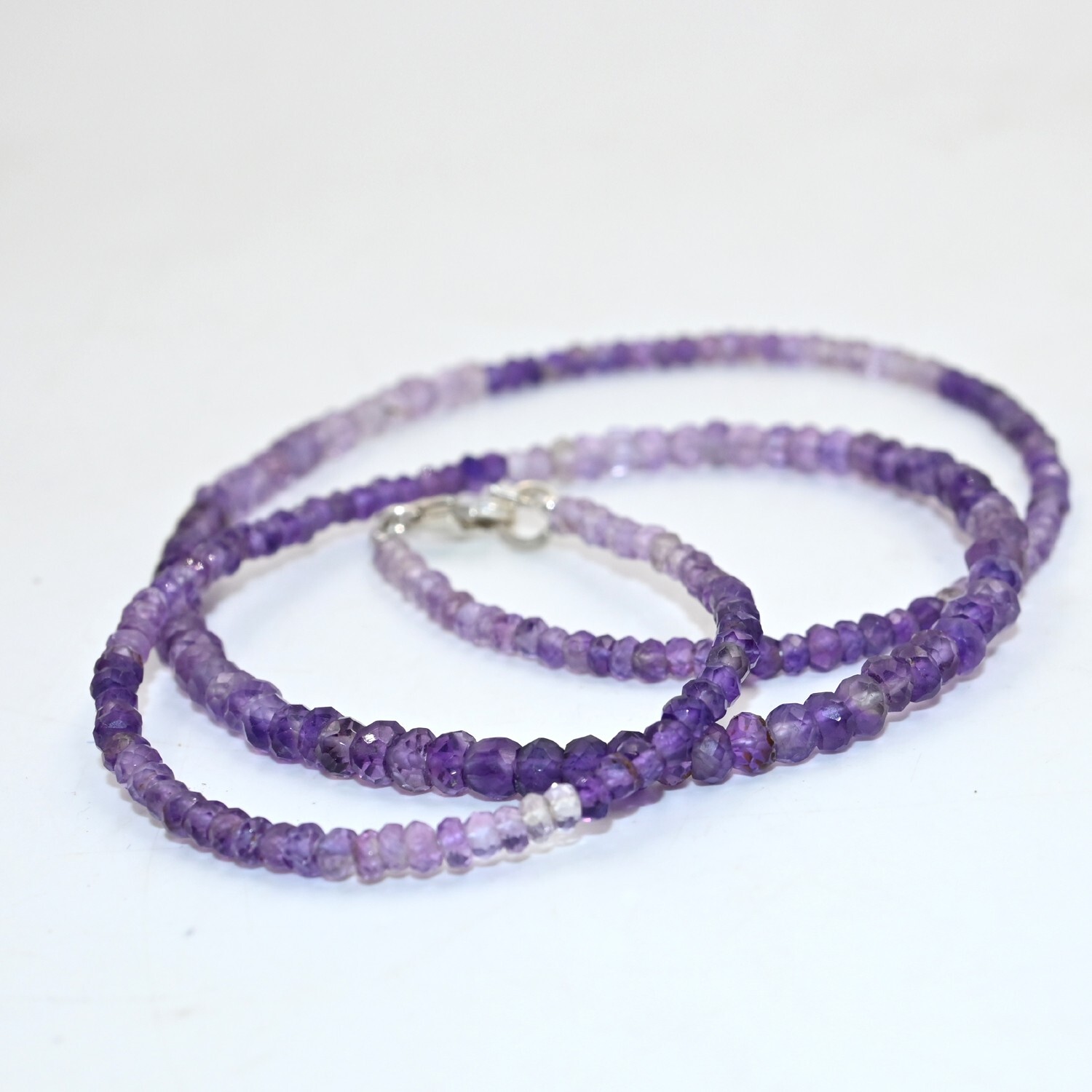 Handmade Amethyst Faceted Bead Necklace, Shaded Round Beaded Choker Necklaces