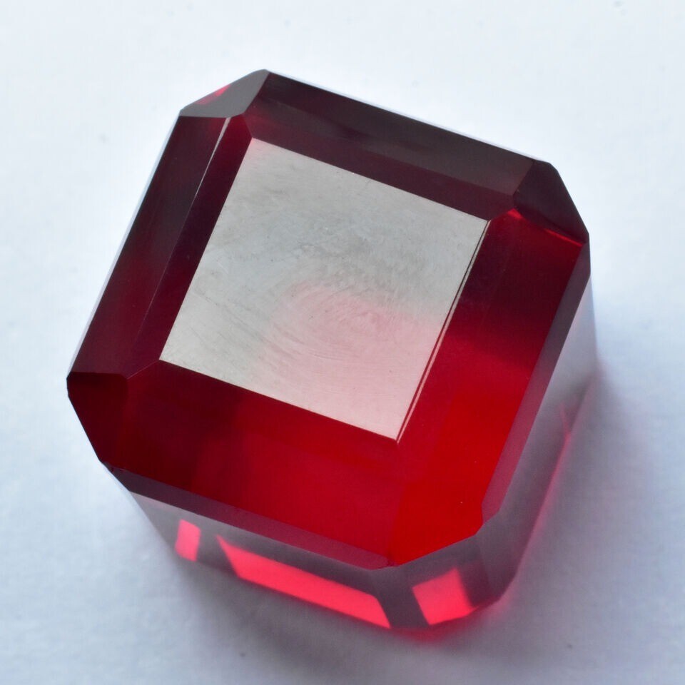 100 Ct+ Extremely Rare Lab-Created Ruby Red CERTIFIED Loose Gemstone Cube Cut