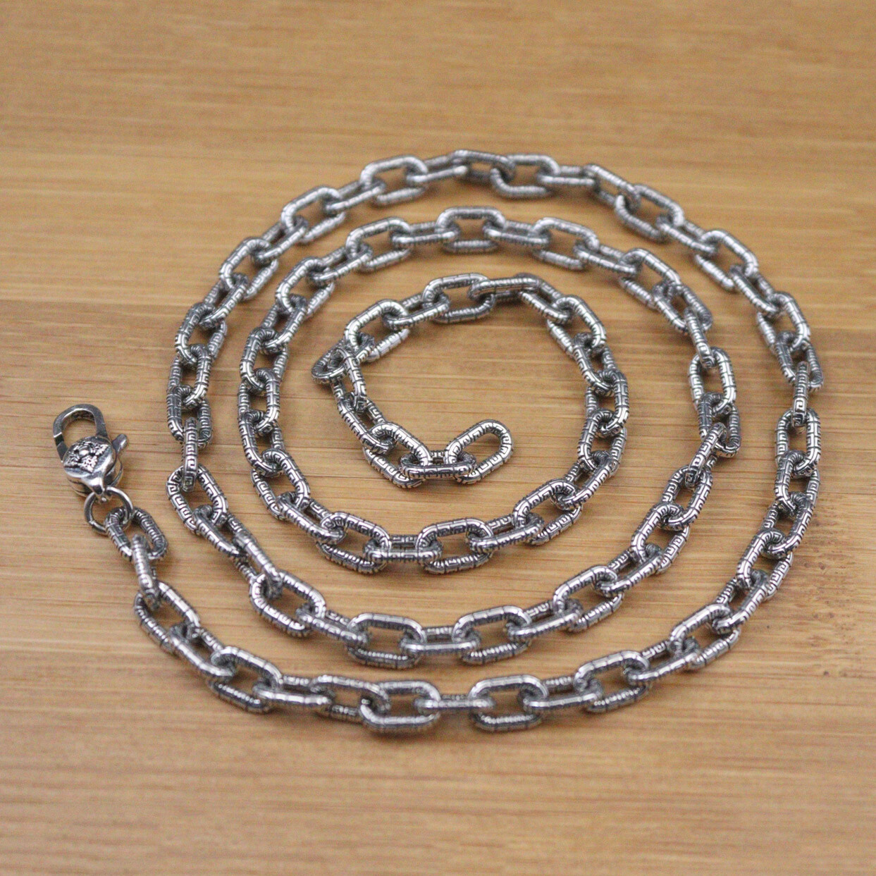 Real S925 Sterling Silver Men’s Necklace 5mm Rectangle Cable Link Chain 22inchL