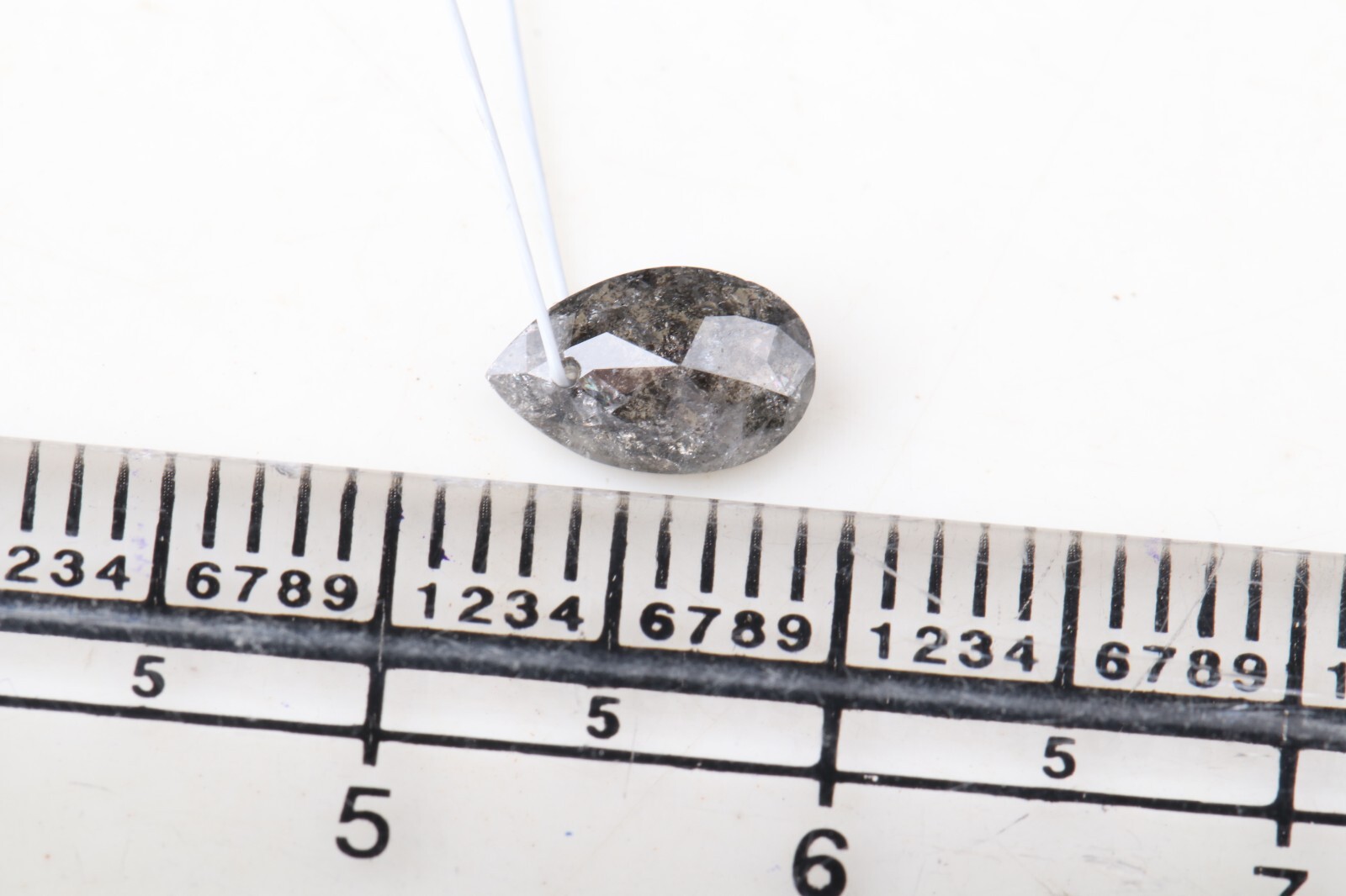 0.65ct Gray Salt Pepper Diamond Drilled Pear Cut Loose Diamond 7.21mm DB162