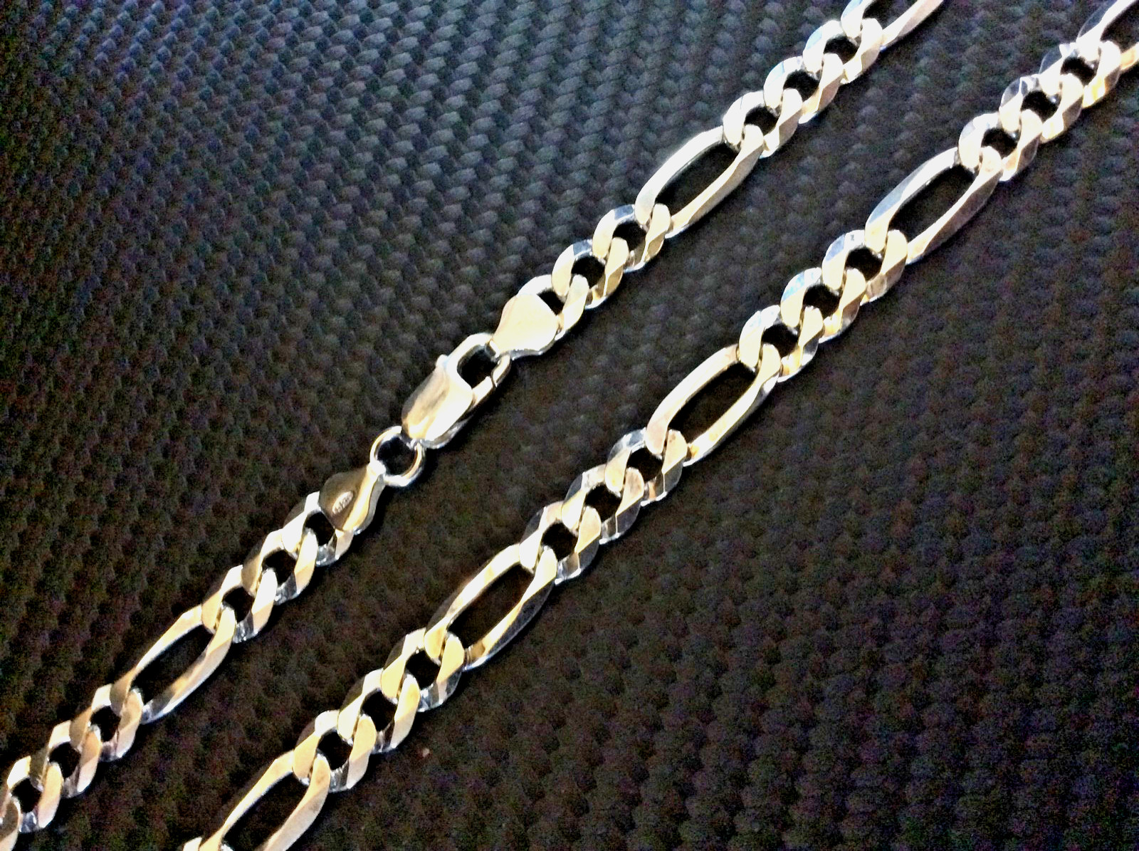 925 SOLID STERLING SILVER 8MM X 26″ ITALIAN FLAT FIGARO LINK CHAIN