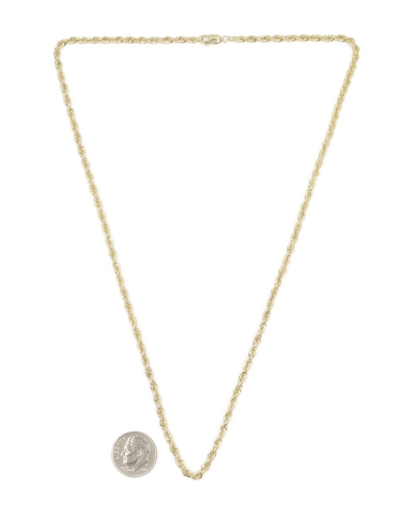 High Shine 10KT Yellow Gold 2.9mm Wide Solid Rope Chain 20″ Necklace – 11.09g