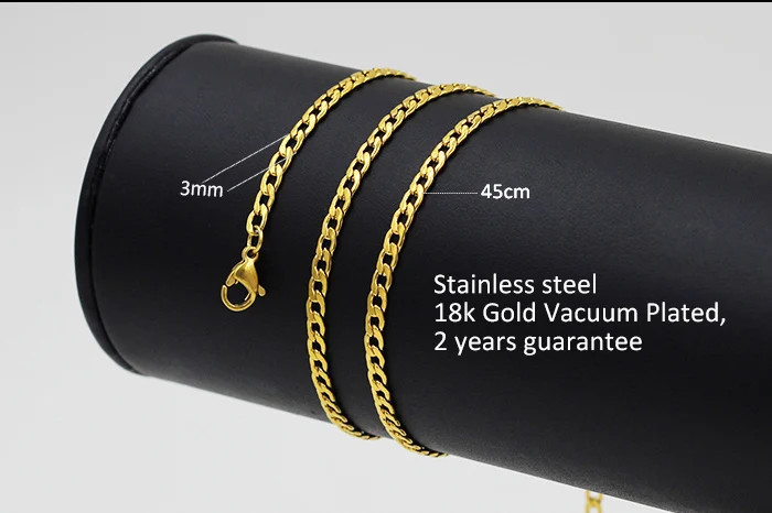 Chain Necklace Stainless Steel Gold Color Figaro Cuban Link Chain Neck Jewelry