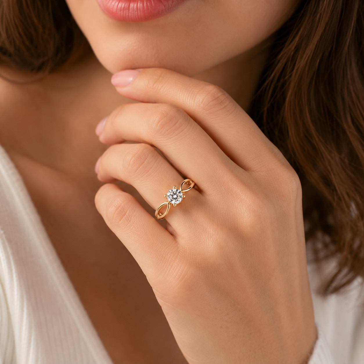 1 CT E-F/VS IGI Certified Lab-Grown Diamond Engagement Ring in 14K White Gold