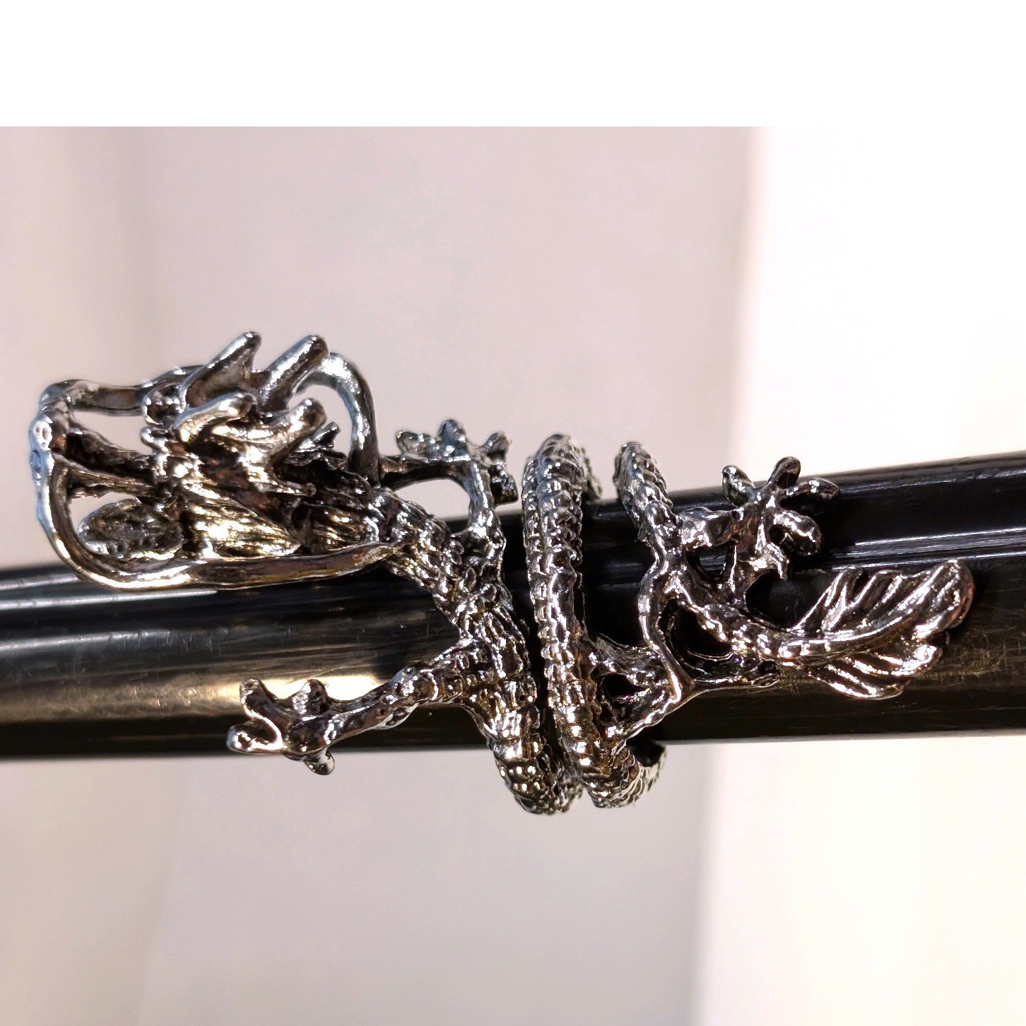 New Dragon Wrap Ring Unisex Size 5 Silver Tone Mythical Gothic Statement Jewelry