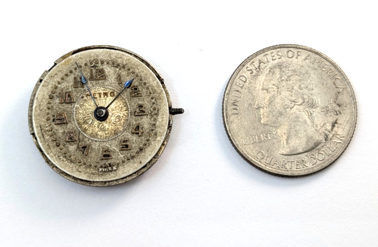Vintage METRO 11C Chronometer 6j Art Deco 24mm Swiss Watch Movement PARTS REPAIR