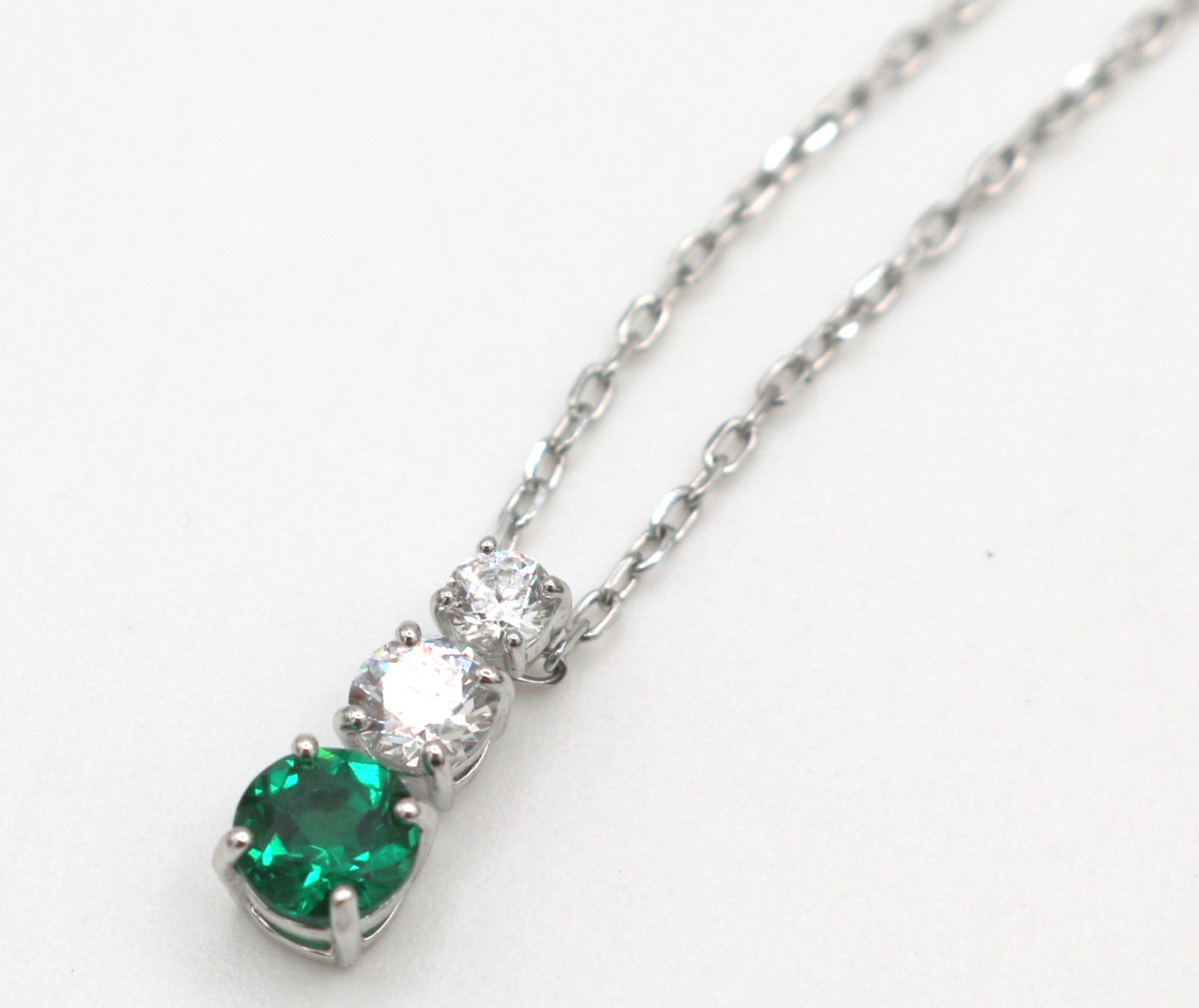 Swarovski Stilla Attract Pendant Necklace Green & Clear Crystals Rhodium Plated