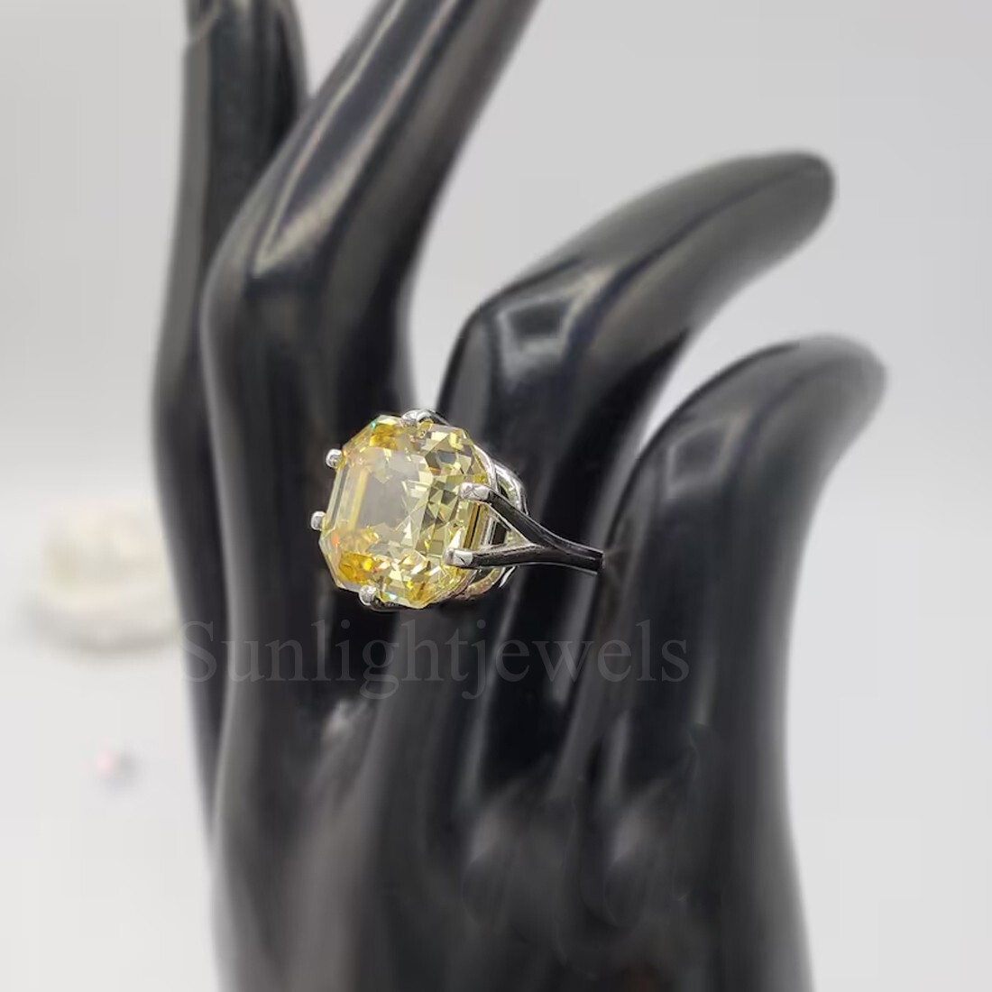 RARE 20.00 Ct Certified Treated Champagne Diamond Ring 925 Silver Prong Setting