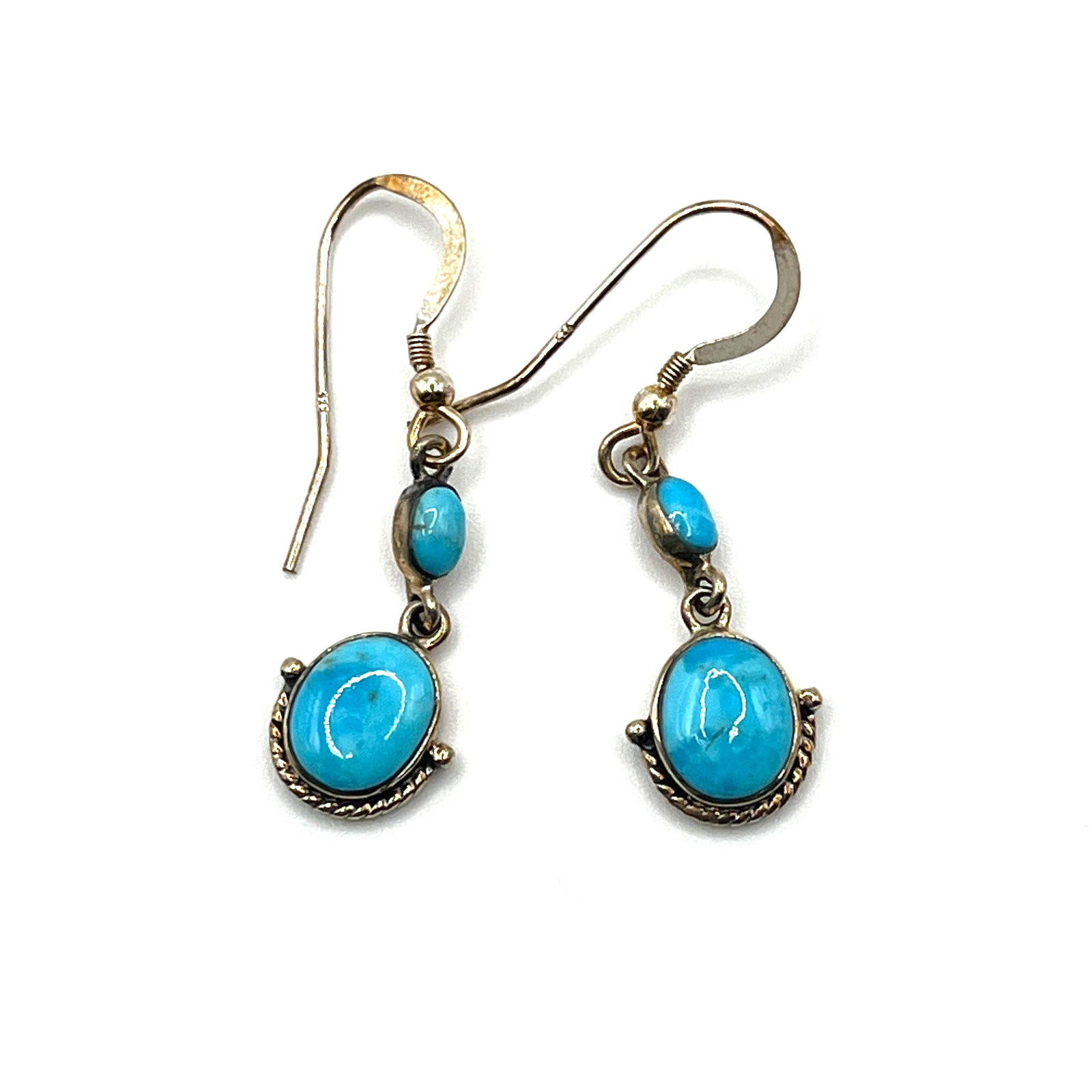 Turquoise Earrings 1″ Drop Dangle Hooks Philippines SW Style Sterling 925