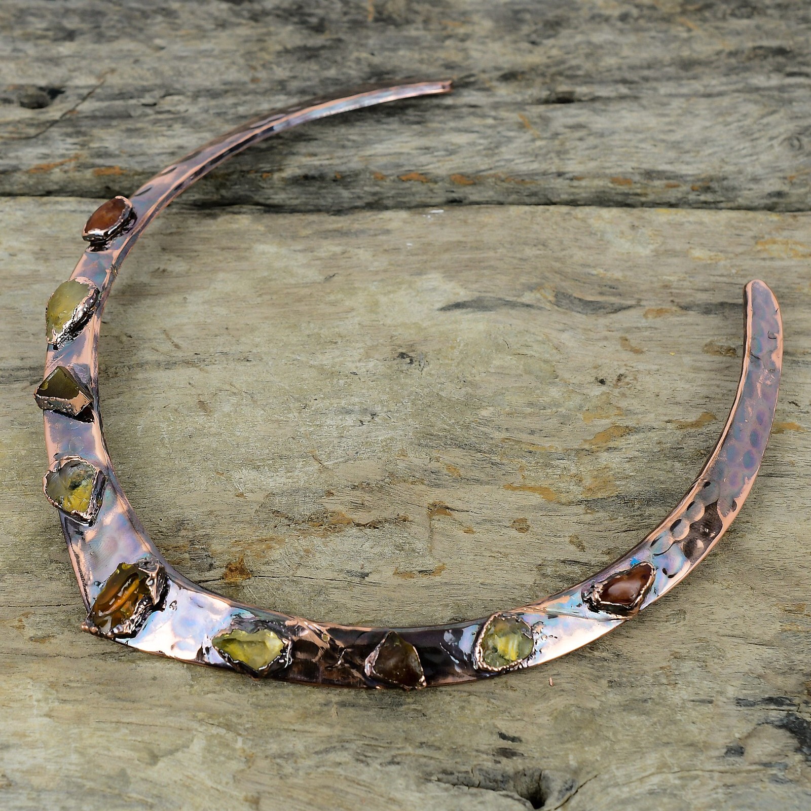 Hessonite Rough Copper Gift For Briedsmaid Electroformed Necklace Adjustable”