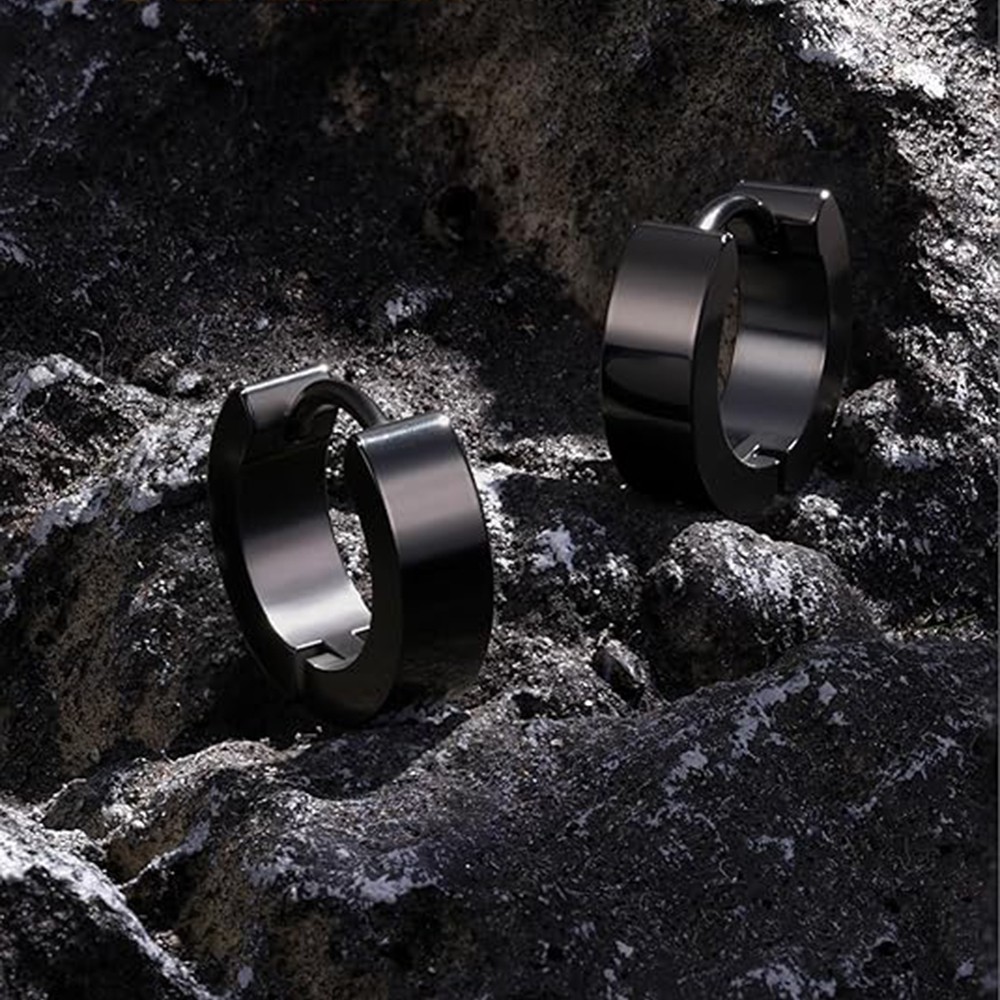 2Pcs 4mm Women Men Stainless Steel Round Small Hinged Hoop Huggie Ear Earrings