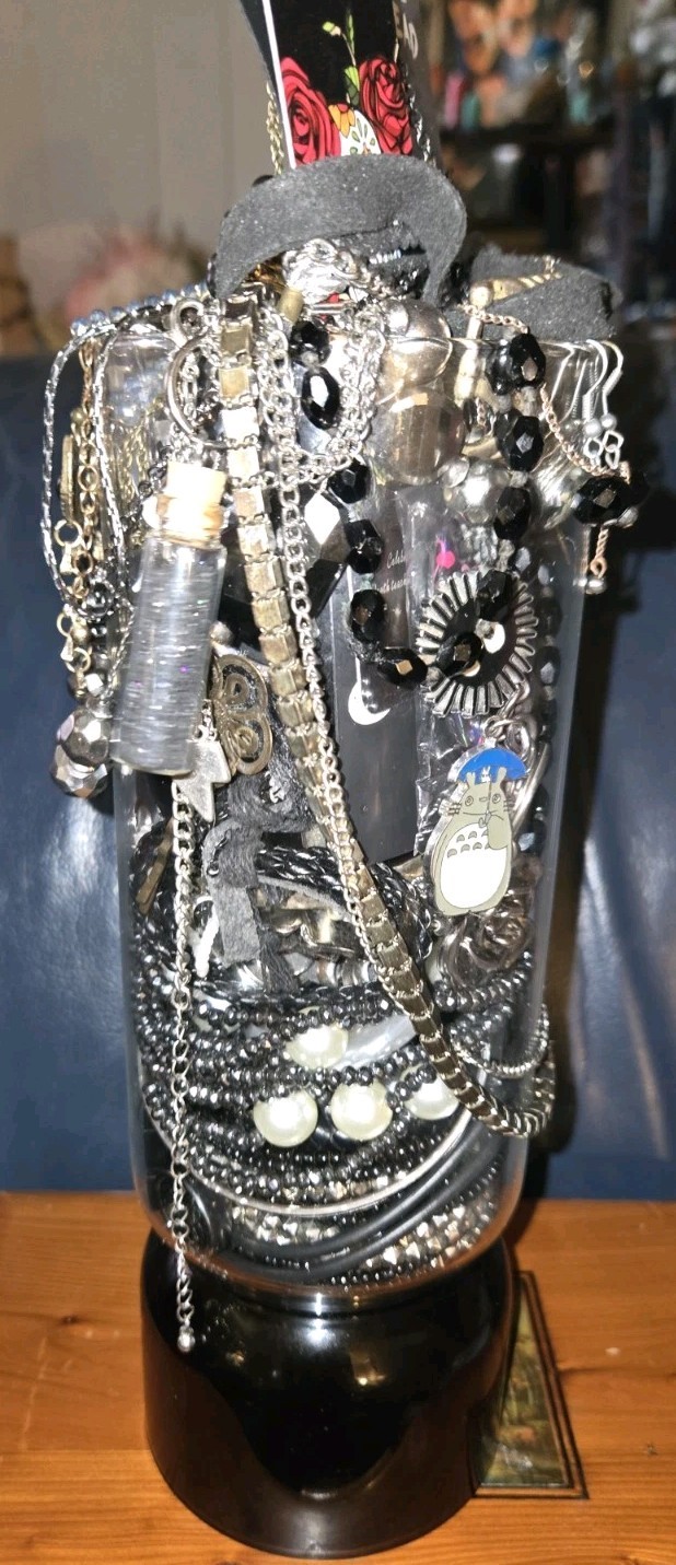 Goth Black☠️ Emo Gems~Mystery Jewelry Jar~All Wearable Pieces/Packed Full