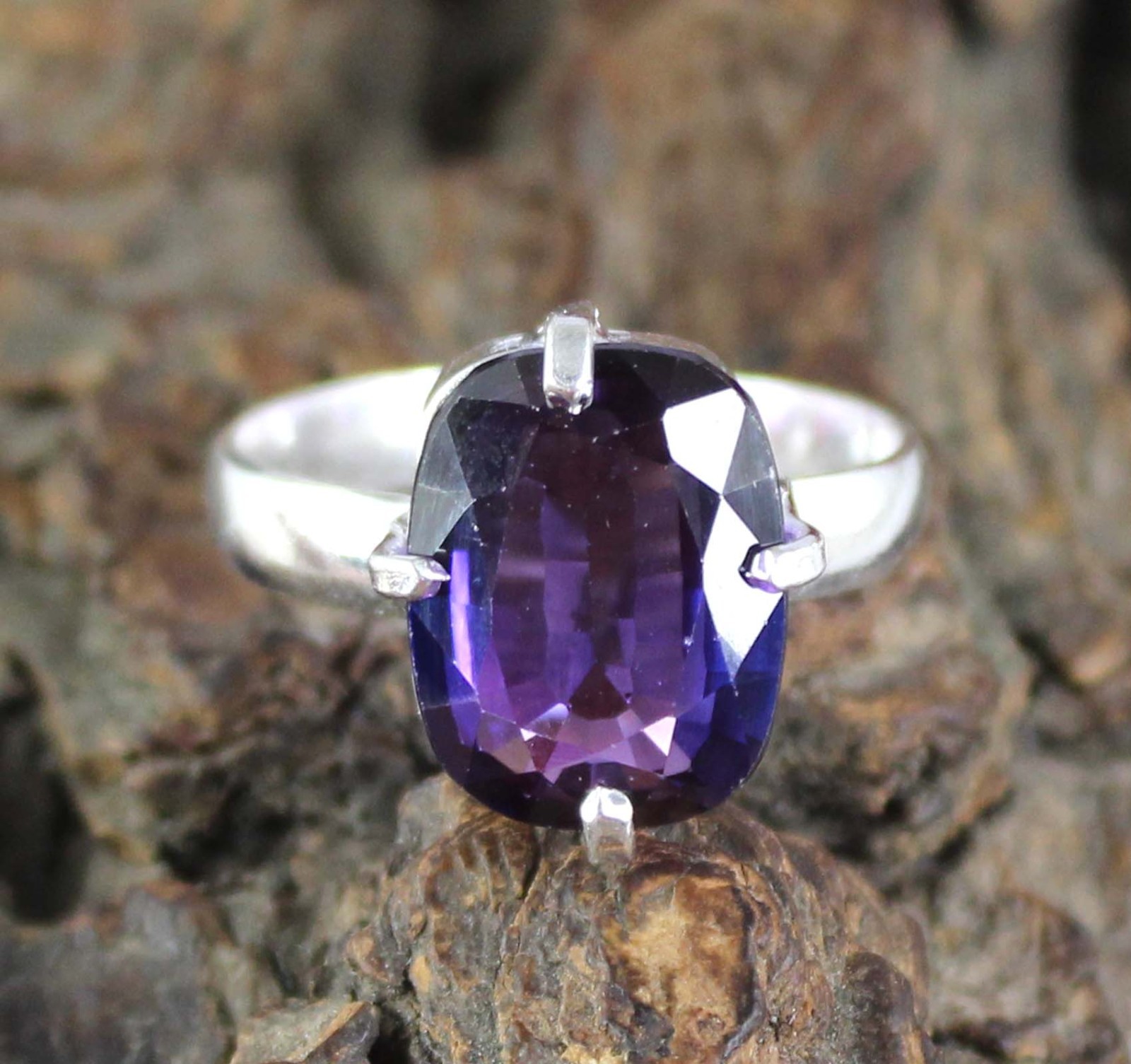 Gemstone Engagement Ring Natural Cushion Boysenberry Sapphire 11.30 Ct Certified