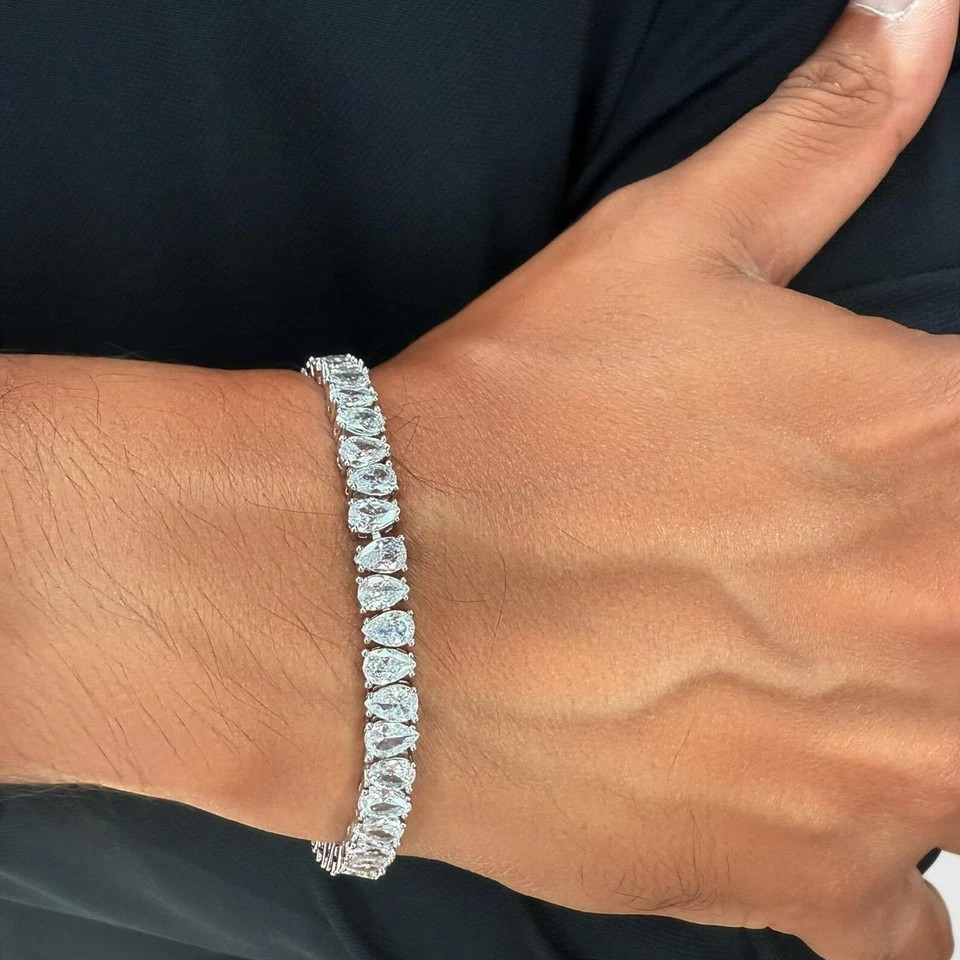 Daughter Gift! Pear Lab Grown Diamond Women’s Tennis Bracelet 18.5 in 14k Gold