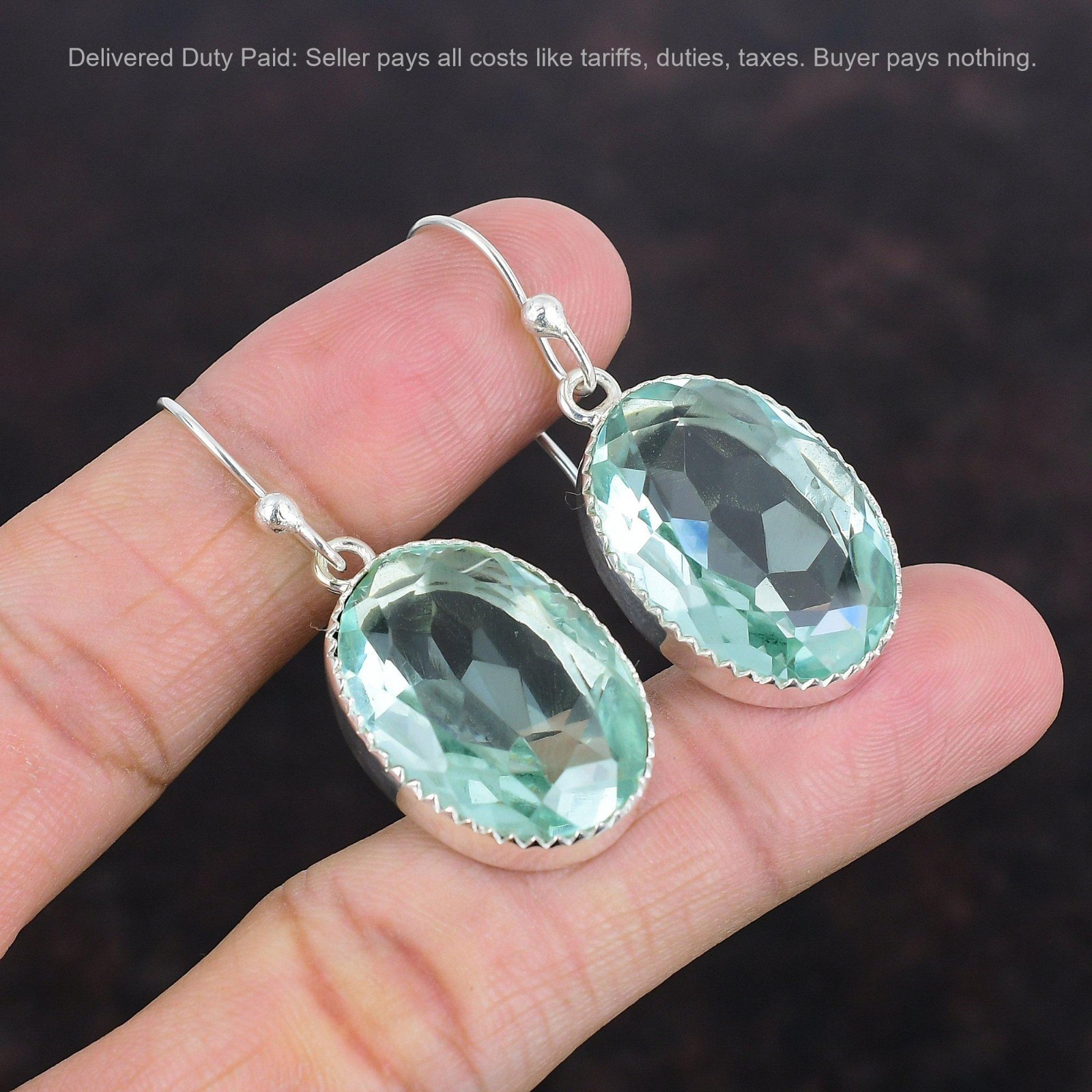 Apatite Stone 925 Sterling Silver Dangle Drop Daughter Hook New Earrings Jewelry