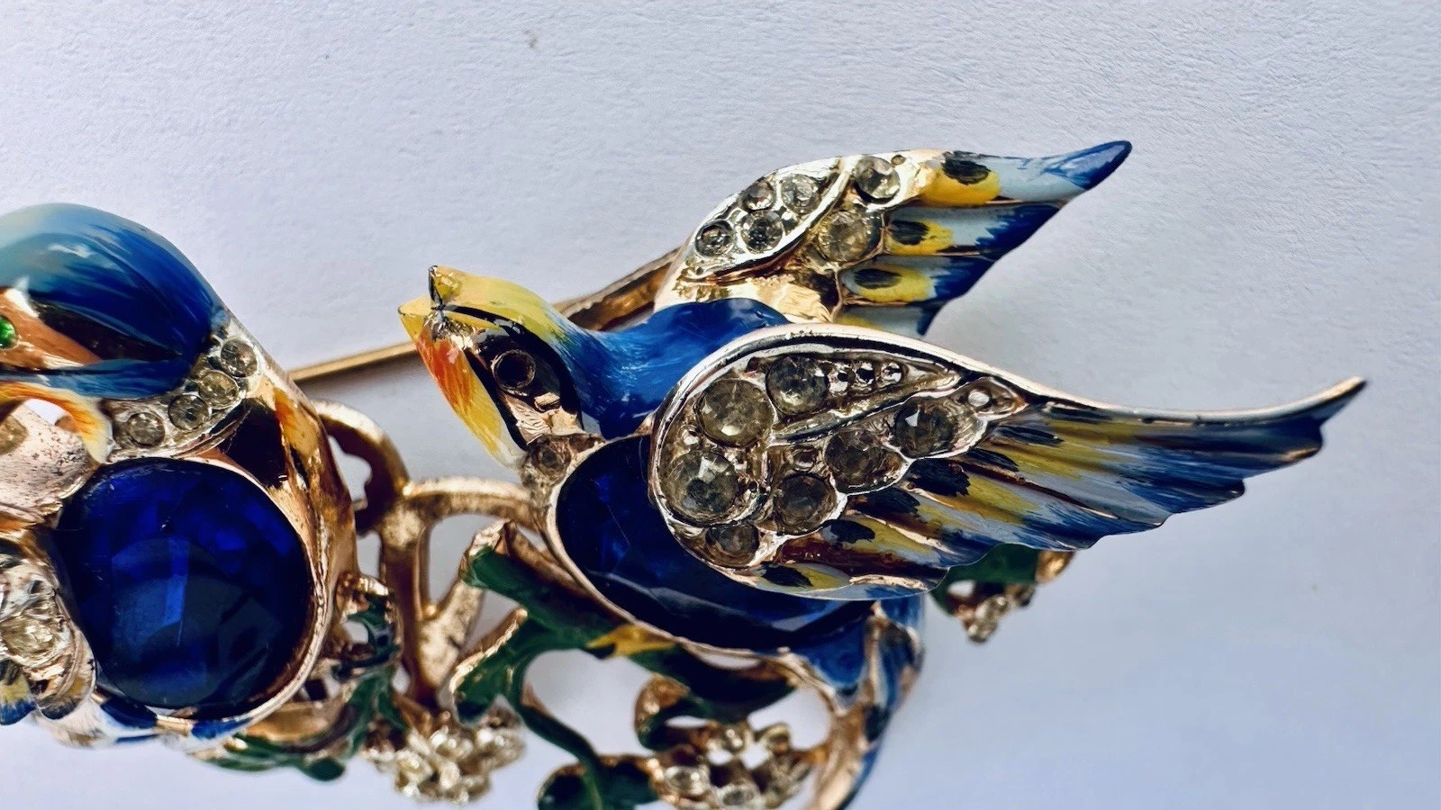 Bill Coo Love Birds Enamel Sterling Silver Duo Duette Pin Coro Craft 1798867