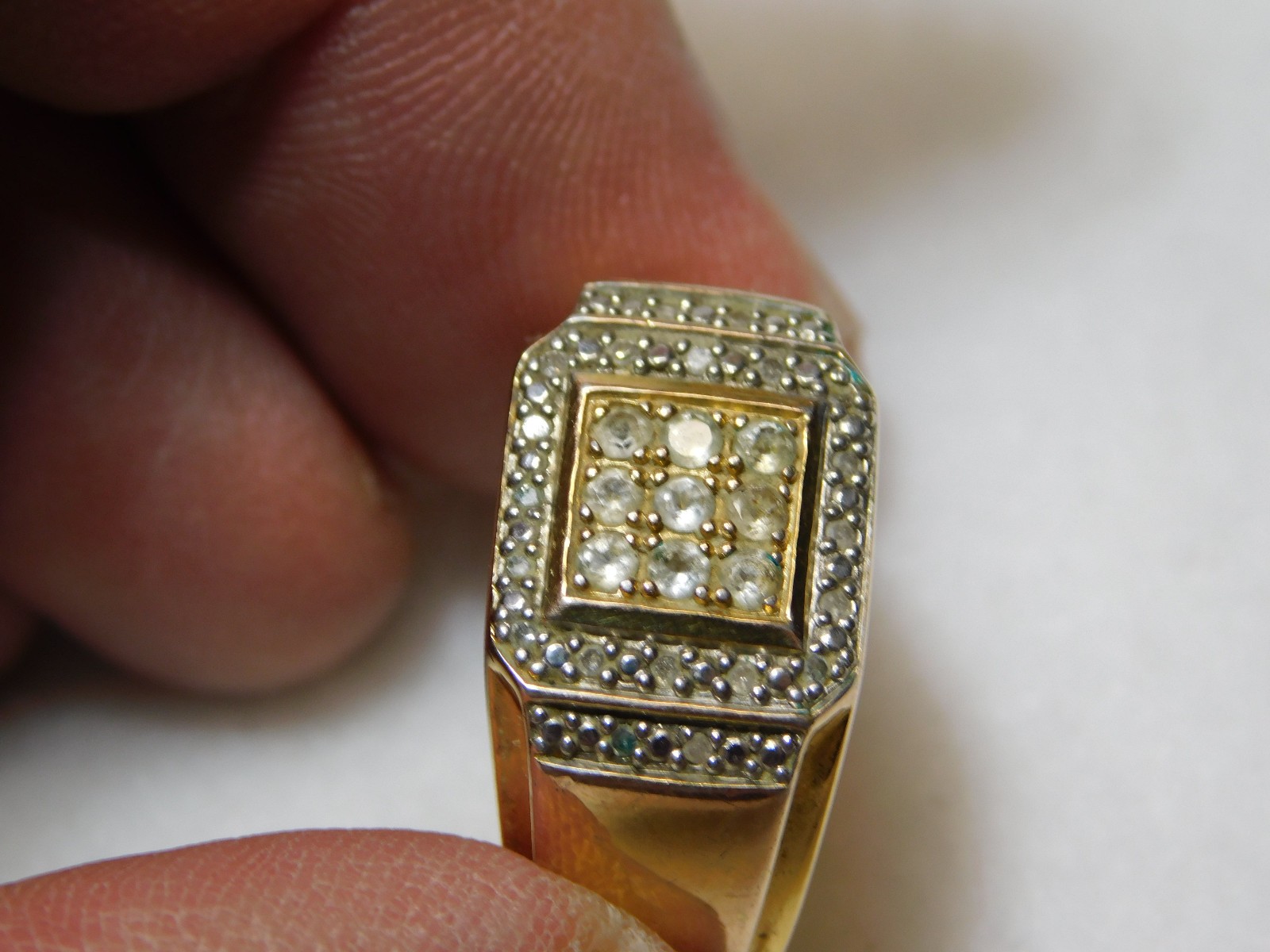 Mens W.C. Brand Gold Tone Ring Size 10 With Faux Diamonds Engraved “Albert”
