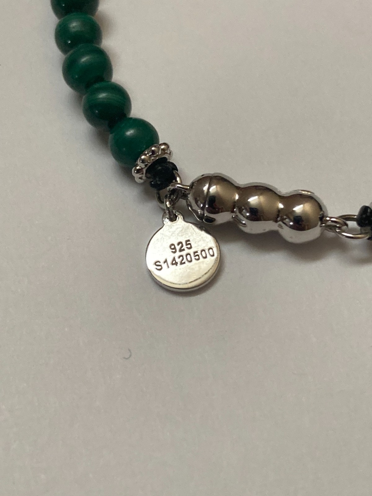 Gabriel & Co 925 Sterling Silver Malachite Beaded Bracelet