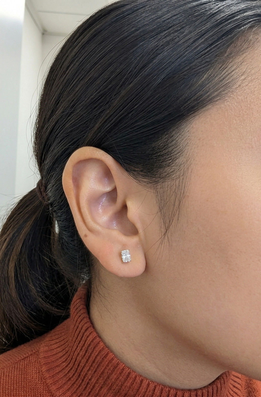 Radiant Lab Grown Diamond Stud Earrings – 1CT 2CT 4CT – Solid 14K Gold -Pushback