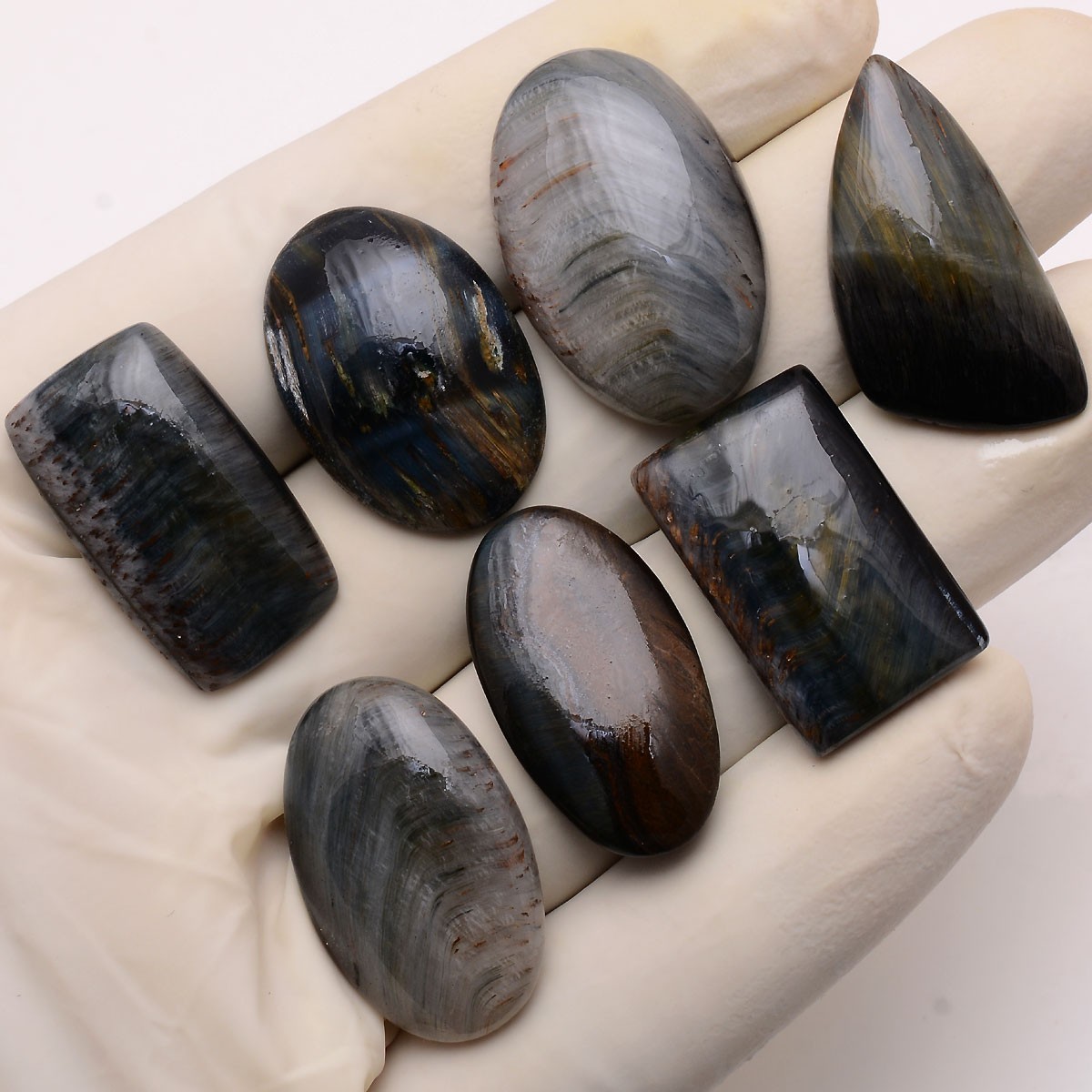 7 Pcs Natural Tiger Eye Untreated 25mm-29mm Cabochon Huge Loose Gemstones Lot