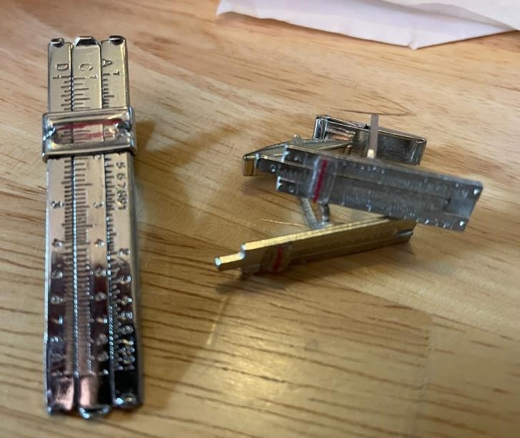 ENGINEER Techie BAR TIE CLIP moveable SLIDE RULE Vernon CUFFLINKS 3 PC Neat!