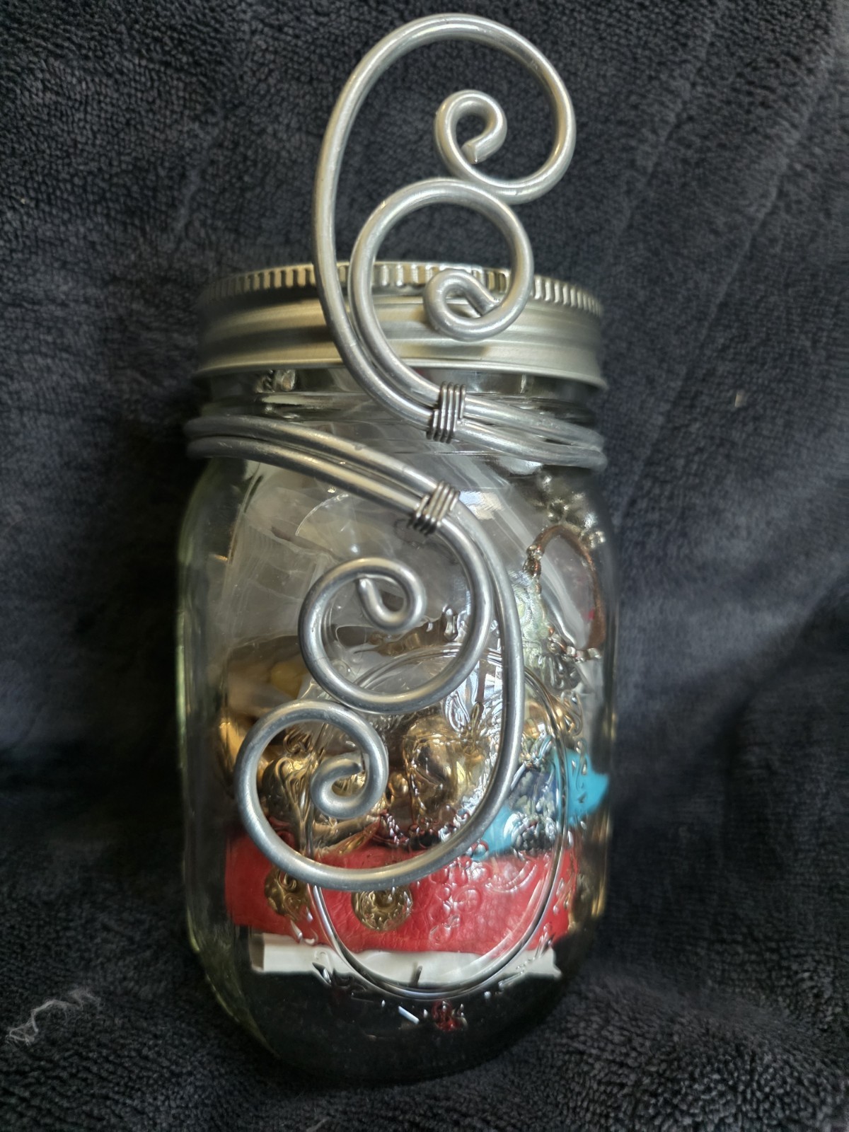 Mixed Fashion Jewelry Lot in Glass Jar Multicolor Rings Bracelets