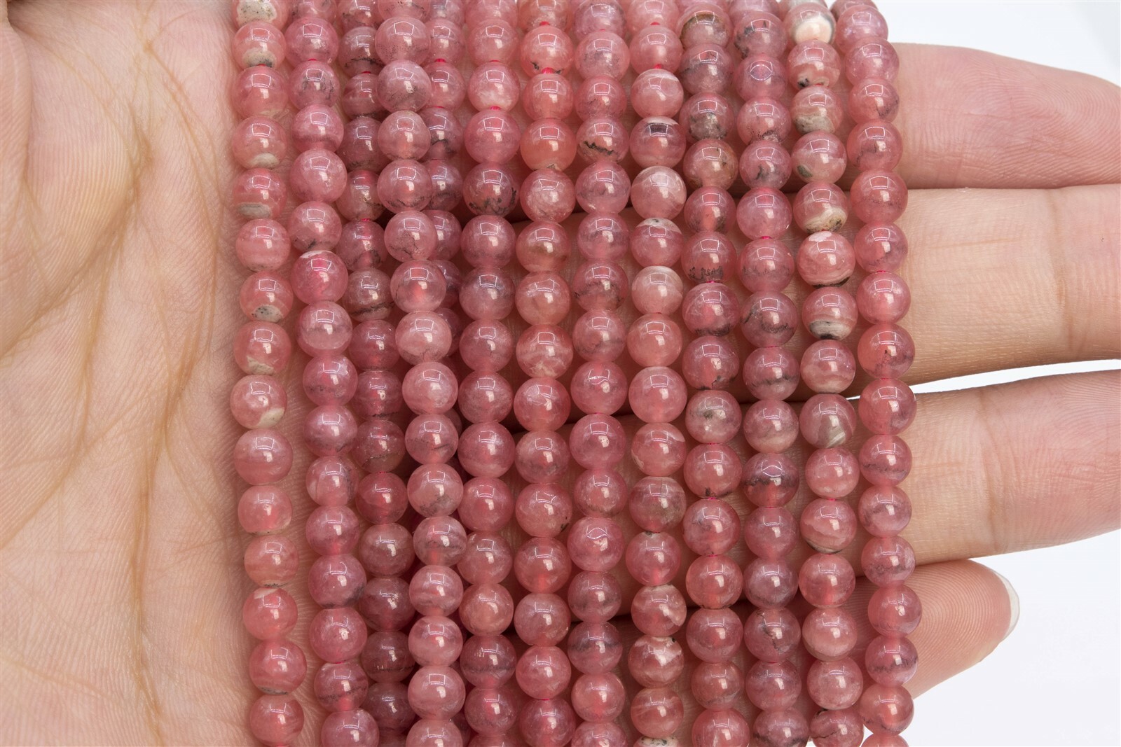 5MM Genuine Natural Transparent Argentina Rhodochrosite Grade AAA Round Beads