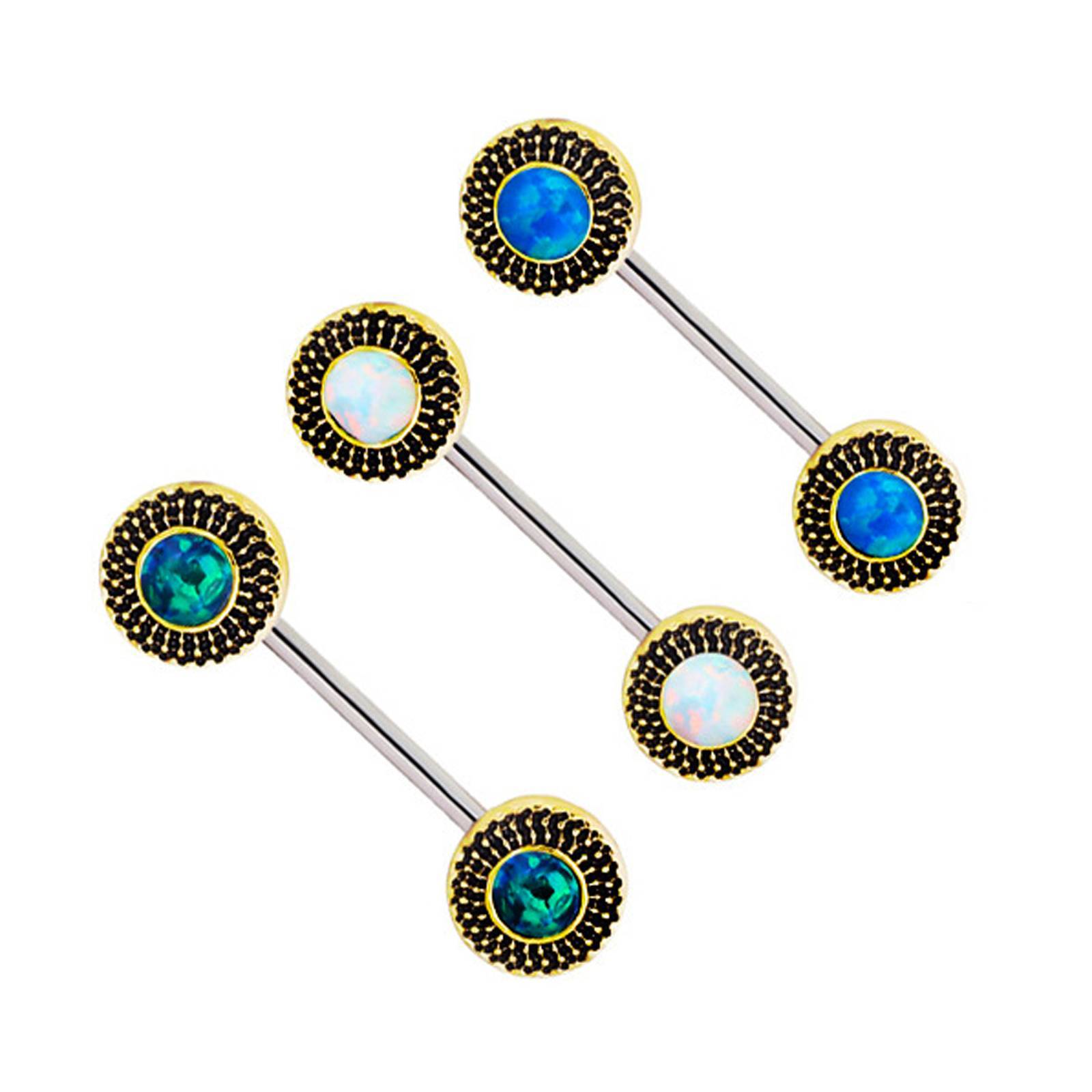 2pcs 14G Nipple Rings Tongue Rings Surgical Steel Straight Barbell CZ Piercing