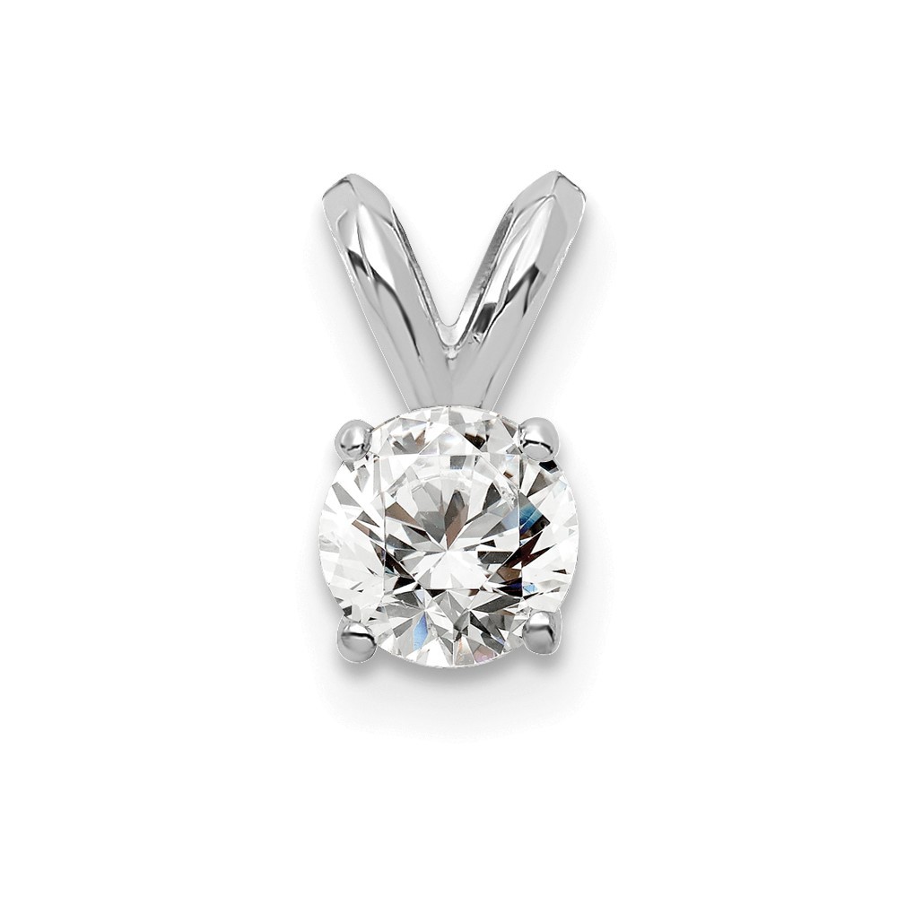 14k White Gold 1/4 carat Lab Grown Diamond Round Complete Solitaire Pendant