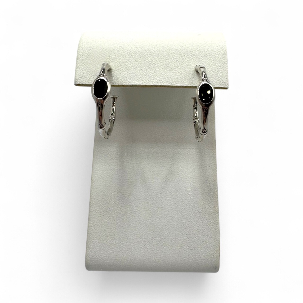 John Hardy Bamboo Chalcedony Sterling Silver Hoop Earrings NWT $450 + Free Gift