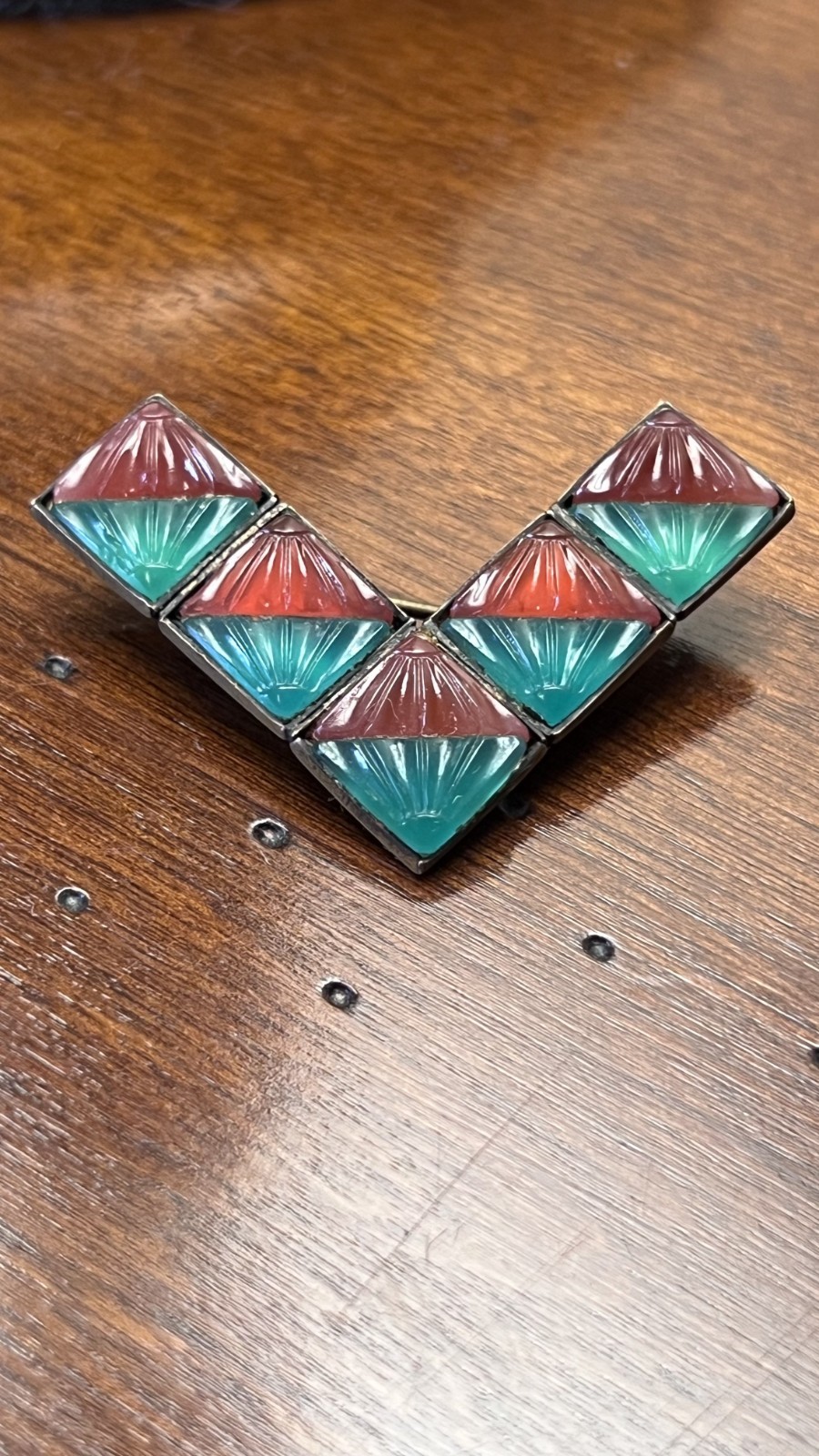 Vintage Pin Czechoslovakian glass and unkown metal