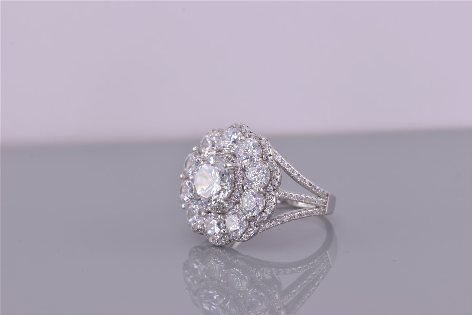 Fuzion Creation FZN Sterling Silver Cubic Zirconia Cluster Band Ring 925 Sz: 6