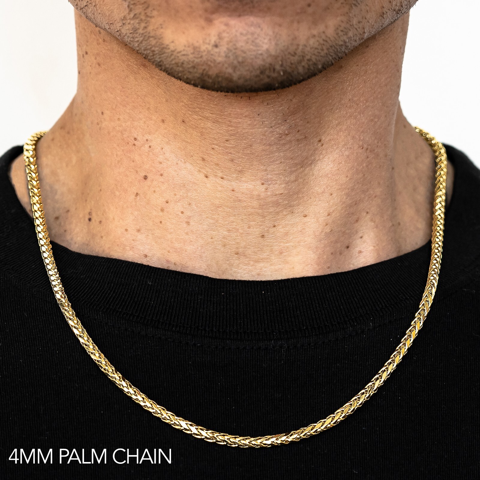 10k Yellow Gold 4mm Wheat Palm Chain Necklace Size 16″-30″ Hollow