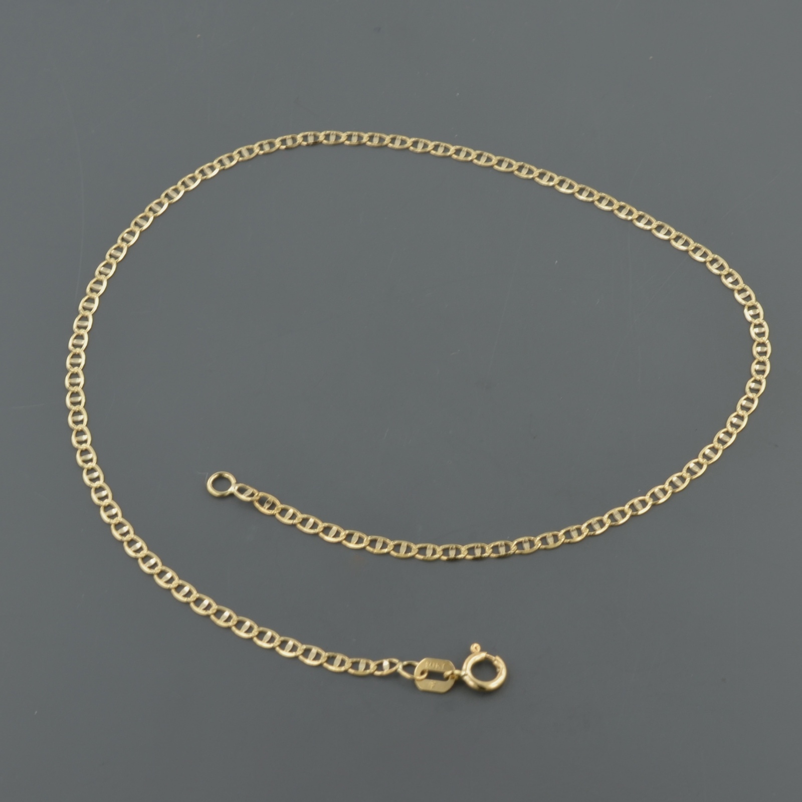 10K YELLOW 2.0mm FLAT MARINER LINK CHAIN ANKLET