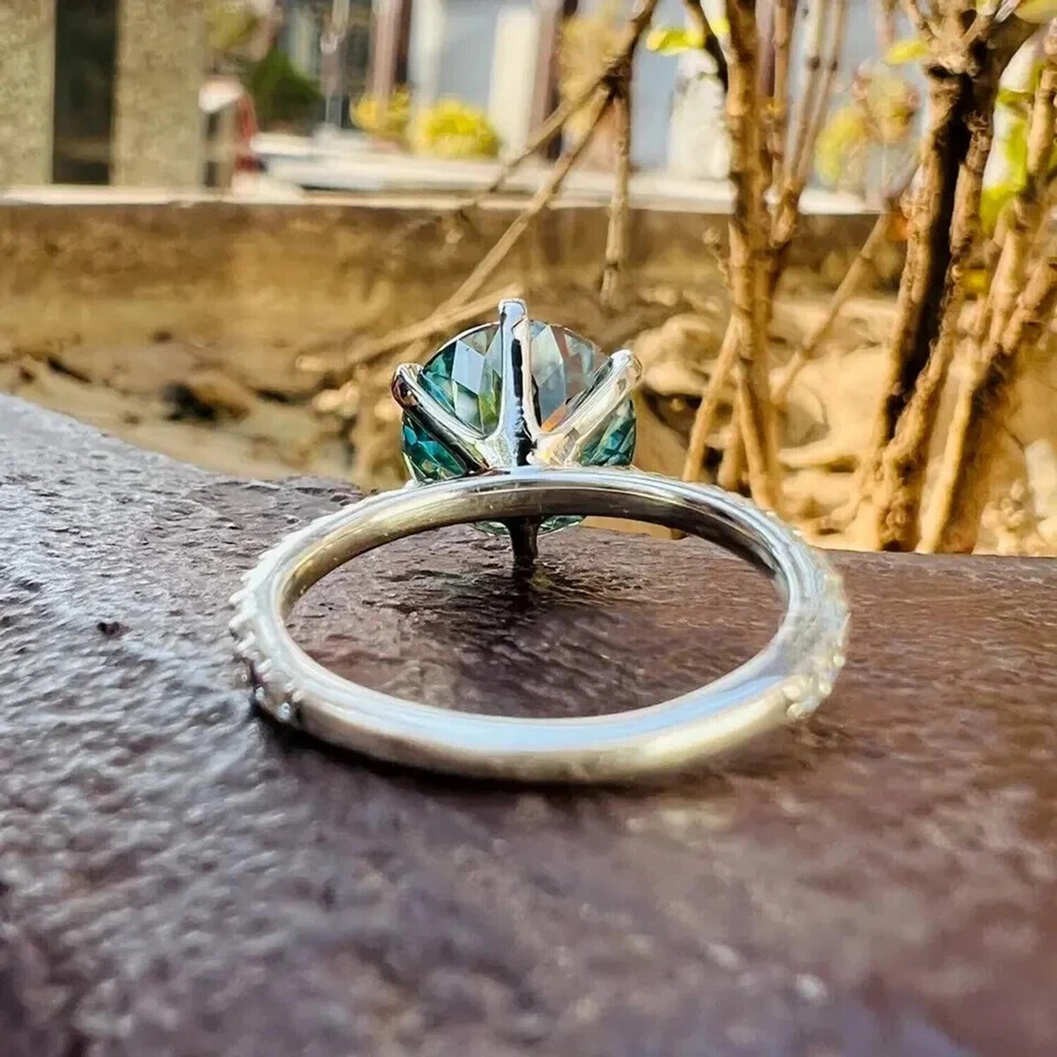 Certified Statement Ring 3.5 Ct Portuguese Cut Blue Lab Grown Diamond 925 Silver