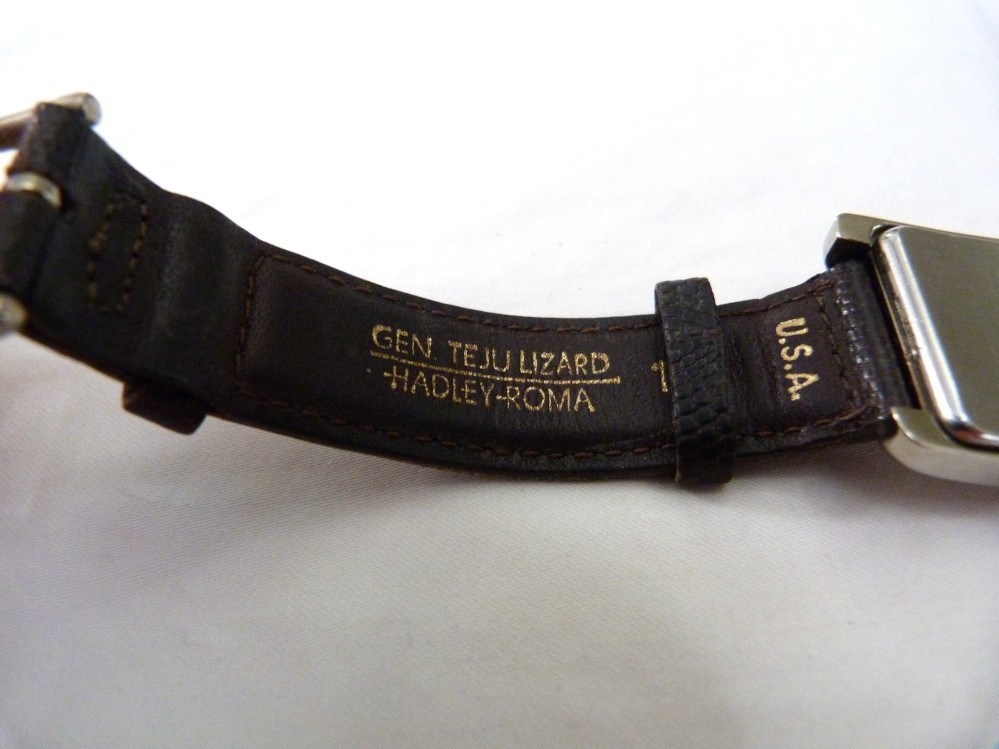 VINTAGE CALVIN KLEIN TANK WATCH STYLE TEJU LIZARD BROWN BAND 16R USA WATCH