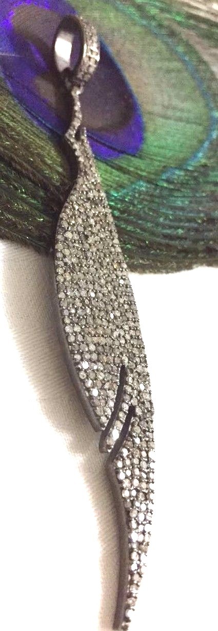 925 Sterling Silver Pave Diamond Leaf Pendant Jewelry,Pave Diamond Pendant