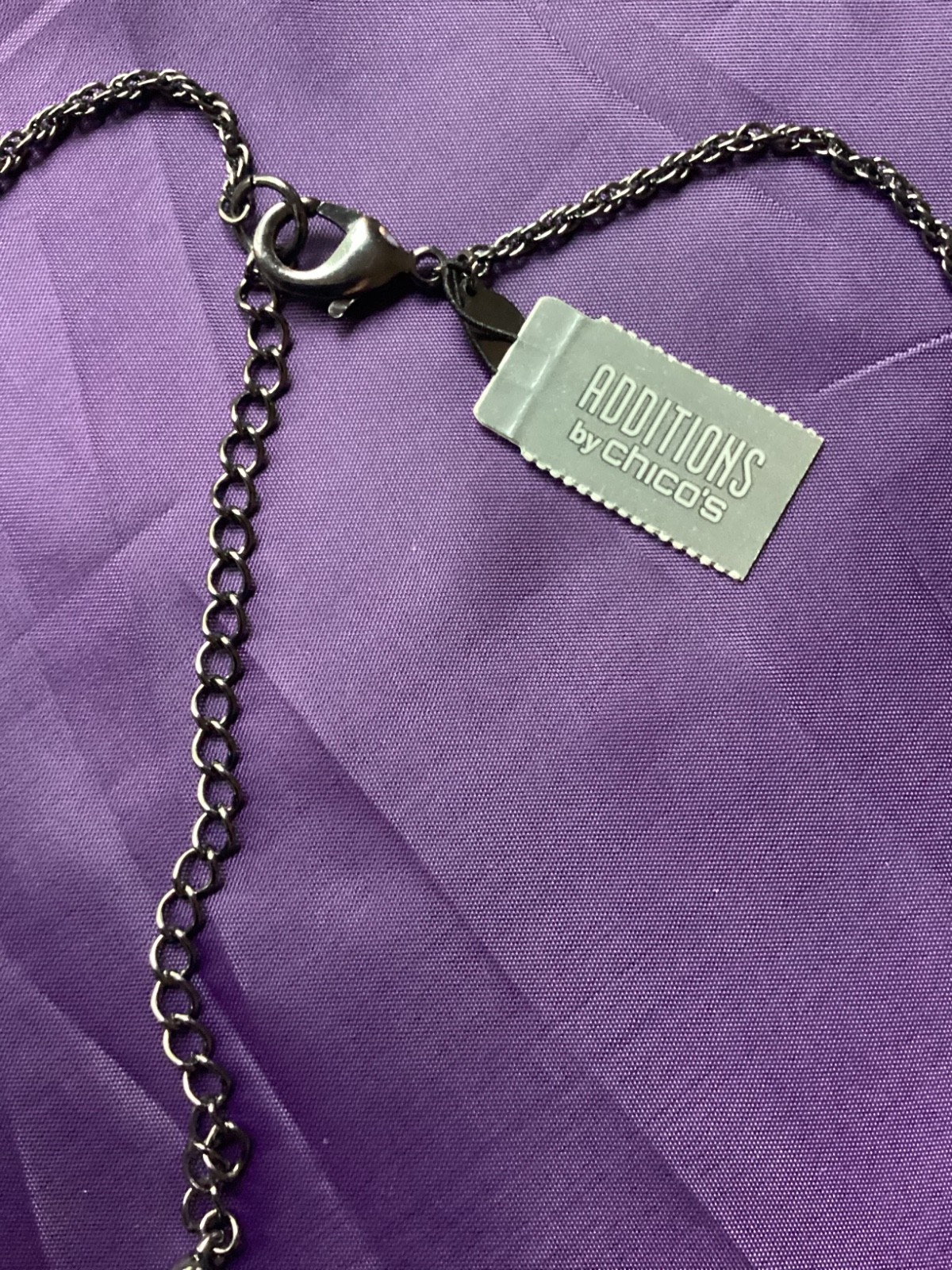 CHICO’S Additions 17 in Black Chain Necklace with Black and Crystal Beads NEW