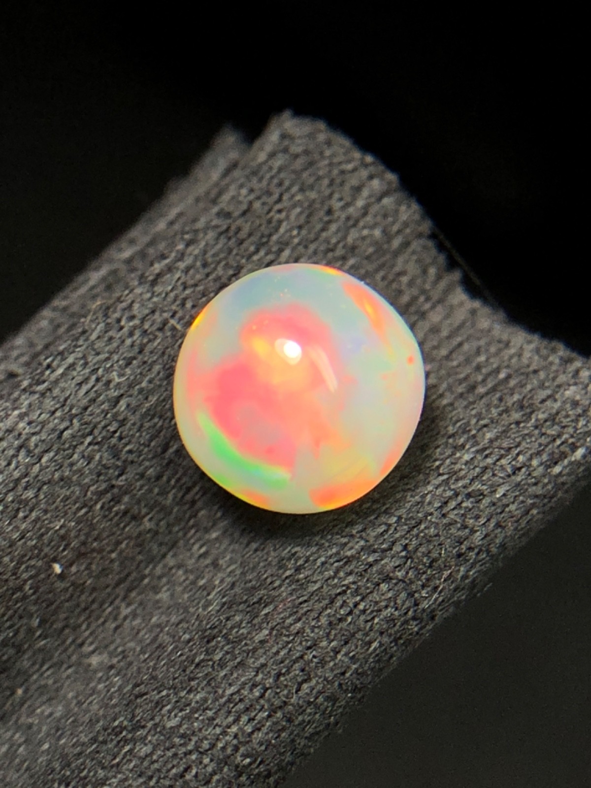 Natural White Ethiopian Opal Sphere, 6.40MM Rainbow Fire Opal Ball for jewelry
