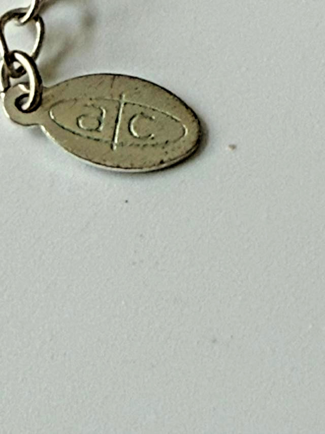 Signed A&C Oslo Silver Tone Pink Bead Circle Pendant Necklace 20”