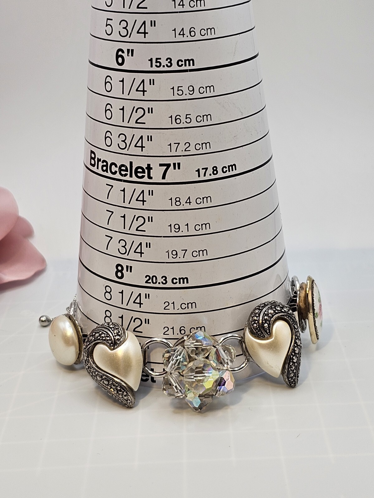 Handmade Mixed Media Bracelet Vtg Clip Earrings 40-50s OOAK 8+” Grannycore 2