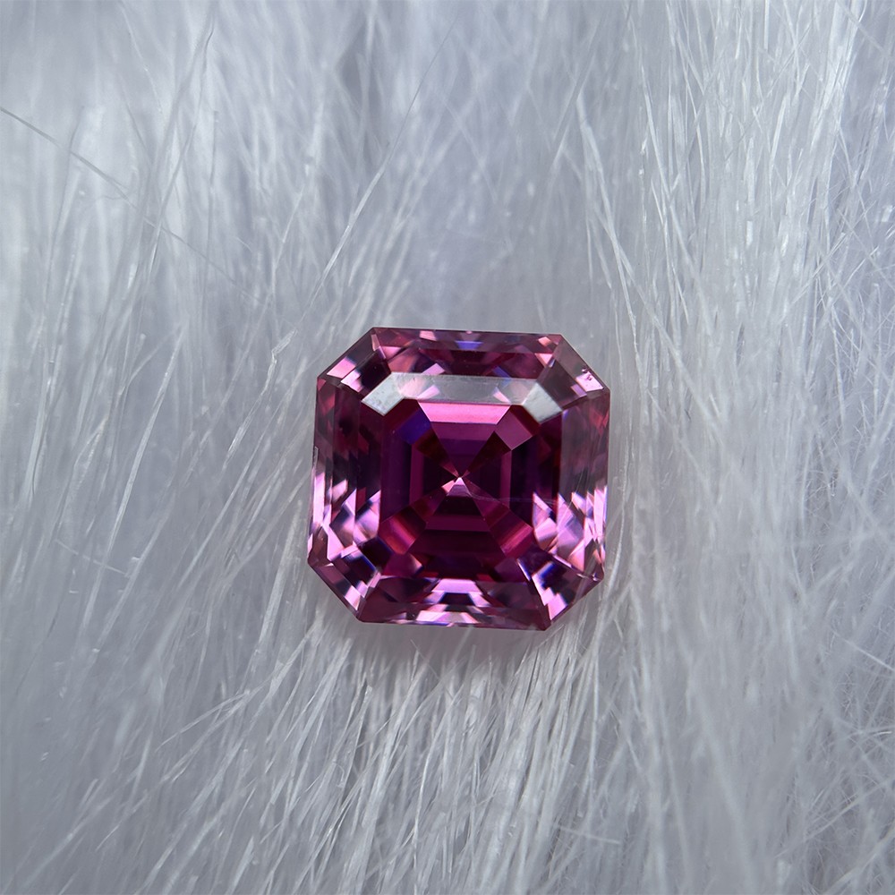3x3mm-12x12mm 1PCS Asscher Cut Pink Loose Moissanite Gemstone for Jewelry Stone