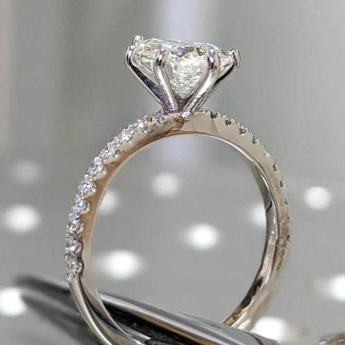 IGI 4 Ct Pear-Cut EF/VS1 Lab Grown Diamond Solitaire Wedding Ring 14K White Gold