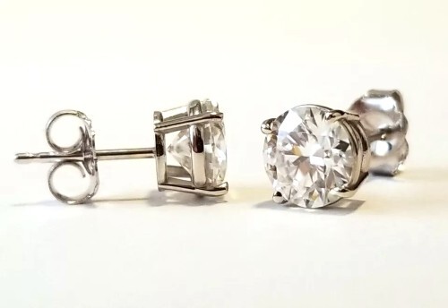 2.00 Carat Moissanite Forever Classic Stud Earrings 14K Gold (Charles&Colvard)