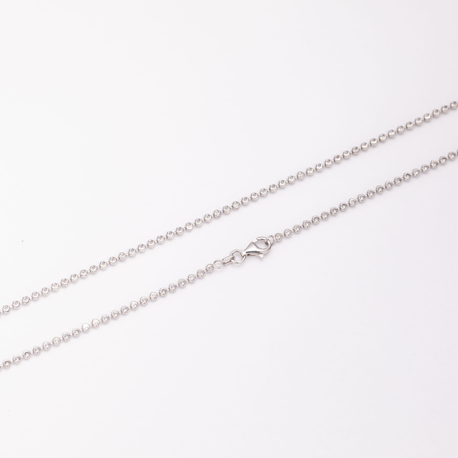 2.3mm Moon-Cut Bead Ball Chain Necklace Real Sterling Silver 925